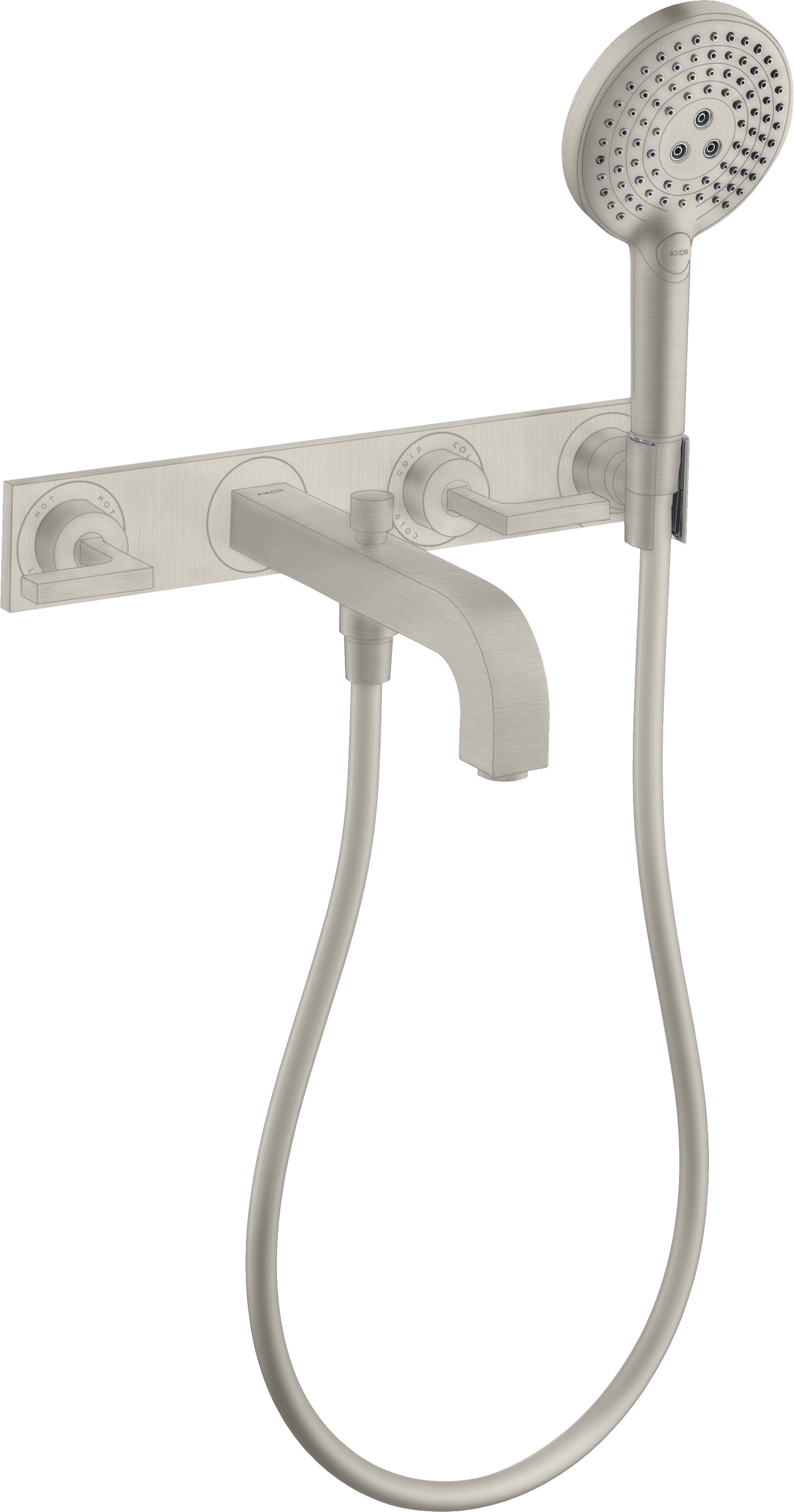 AXOR Citterio 3-hole bath mixer for concealed installation wall-mounted with lever handles and plate