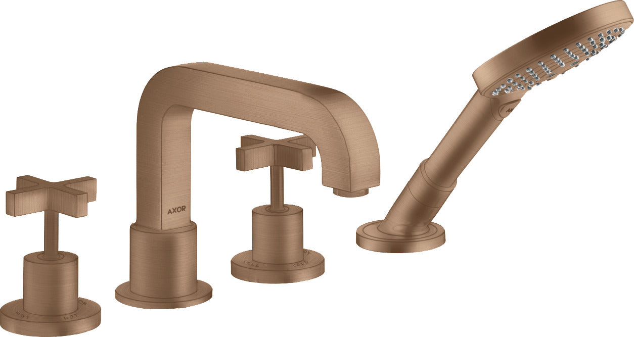 AXOR Citterio 4-hole rim-mounted bath mixer with cross handles and escutcheons