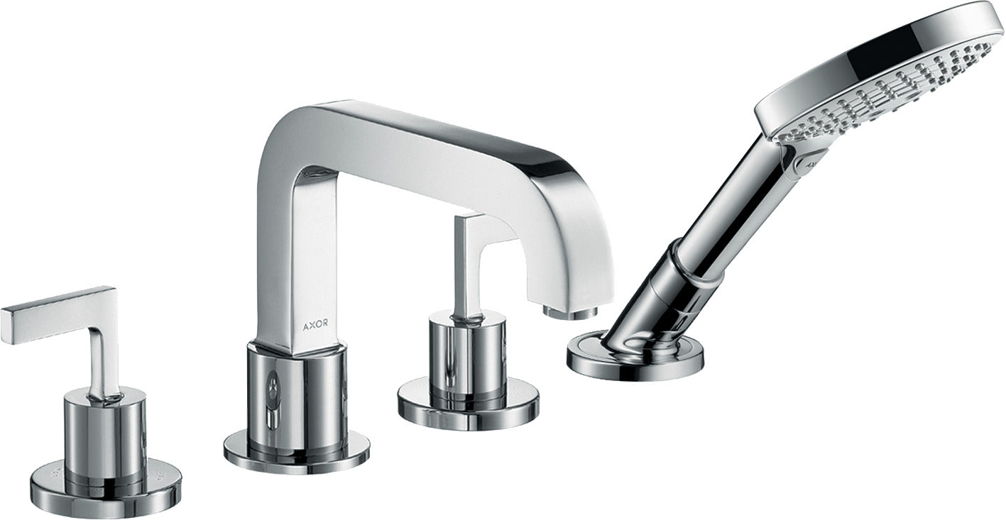 AXOR Citterio 4-hole rim-mounted bath mixer with lever handles and escutcheons