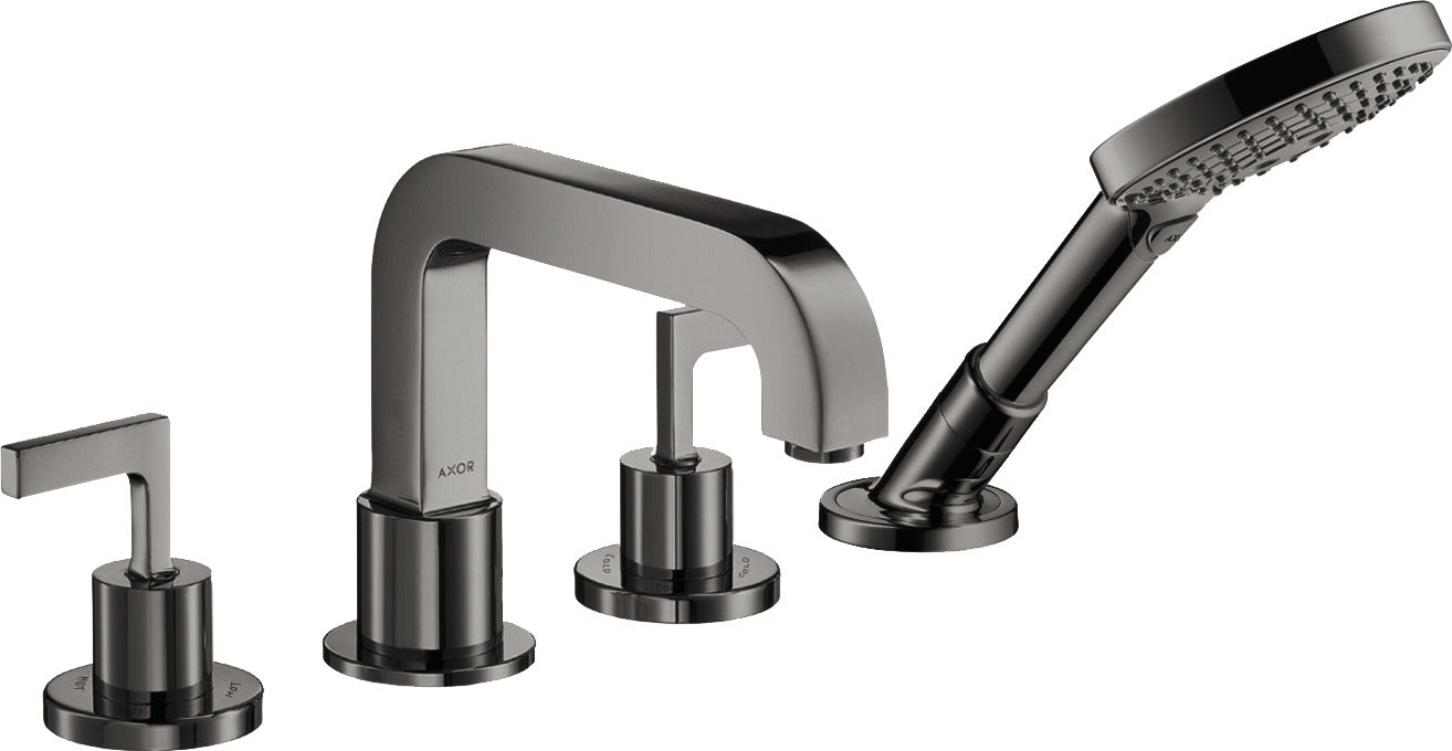 AXOR Citterio 4-hole rim-mounted bath mixer with lever handles and escutcheons