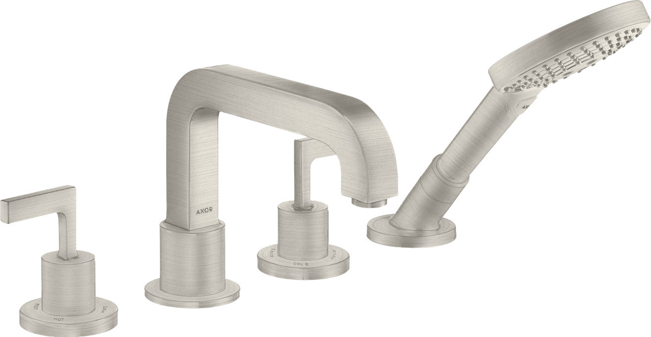 AXOR Citterio 4-hole rim-mounted bath mixer with lever handles and escutcheons