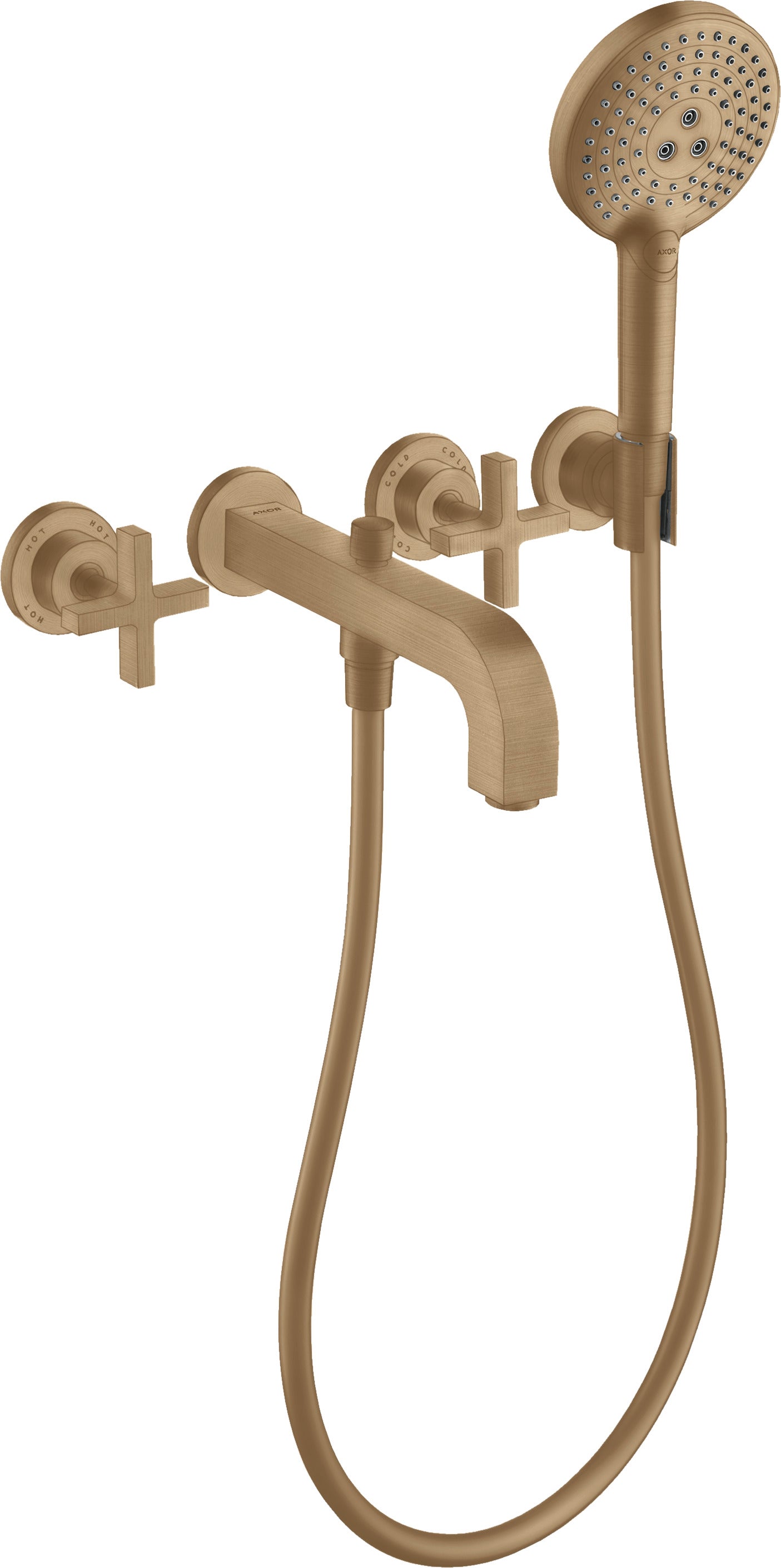AXOR Citterio 3-hole bath mixer for concealed installation wall-mounted with cross handles and escutcheons