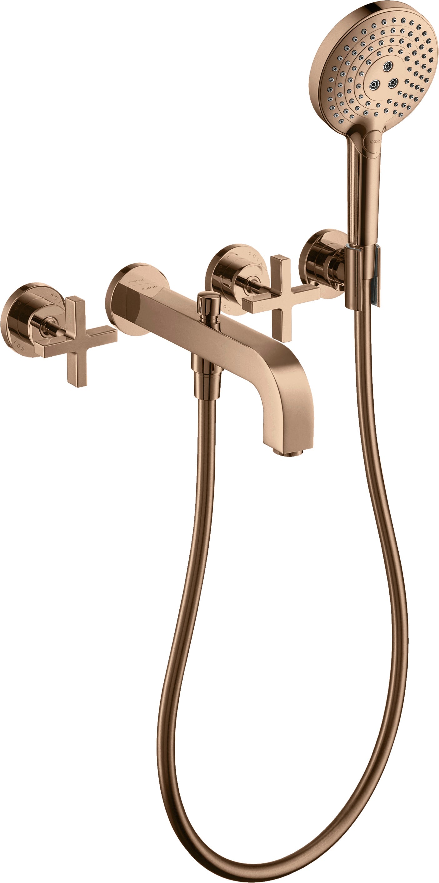 AXOR Citterio 3-hole bath mixer for concealed installation wall-mounted with cross handles and escutcheons