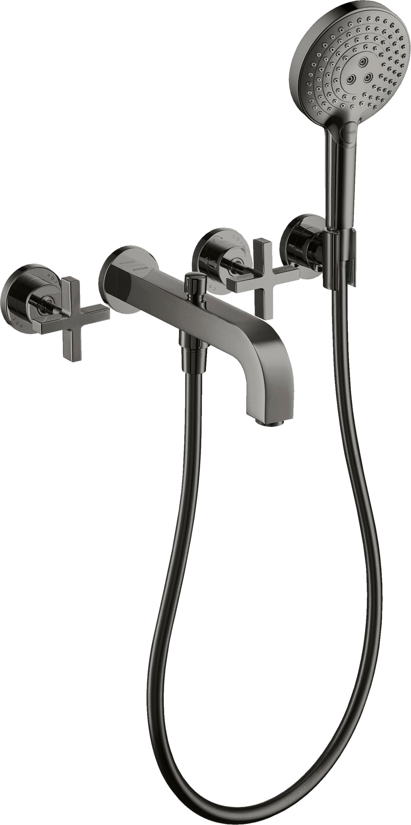 AXOR Citterio 3-hole bath mixer for concealed installation wall-mounted with cross handles and escutcheons