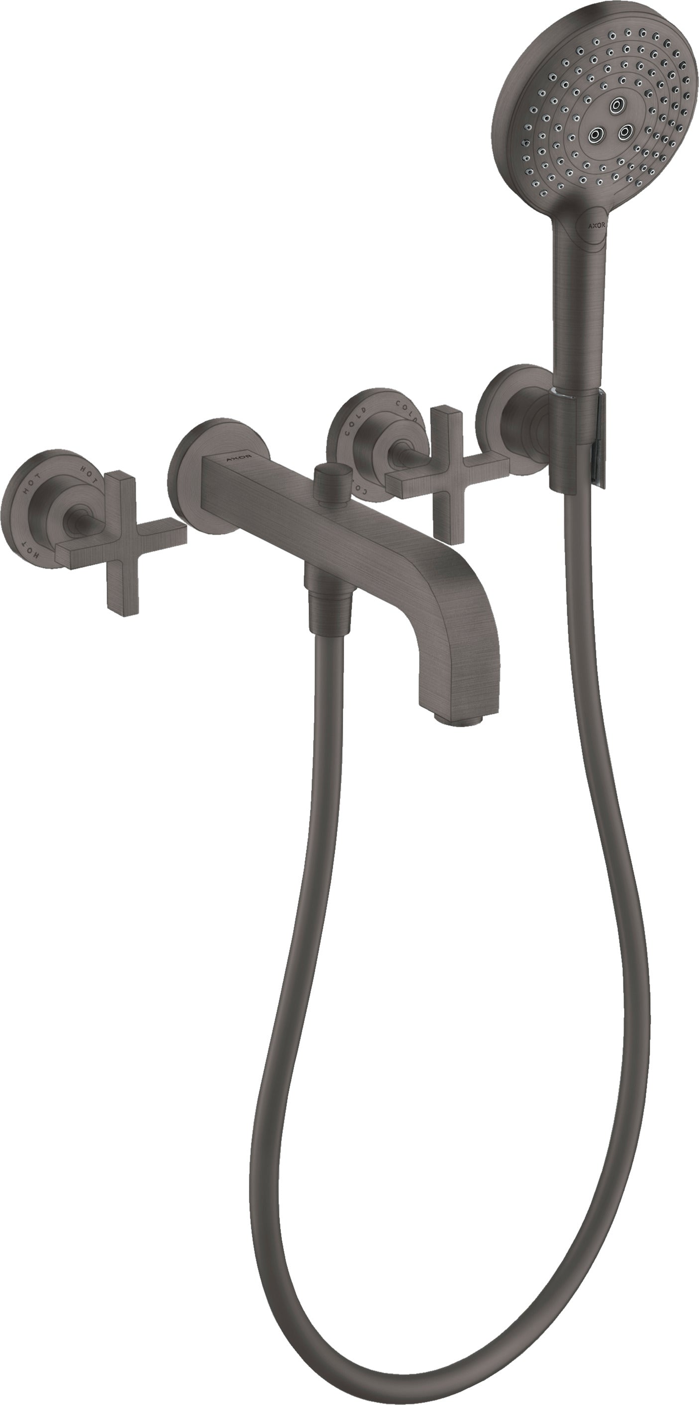AXOR Citterio 3-hole bath mixer for concealed installation wall-mounted with cross handles and escutcheons