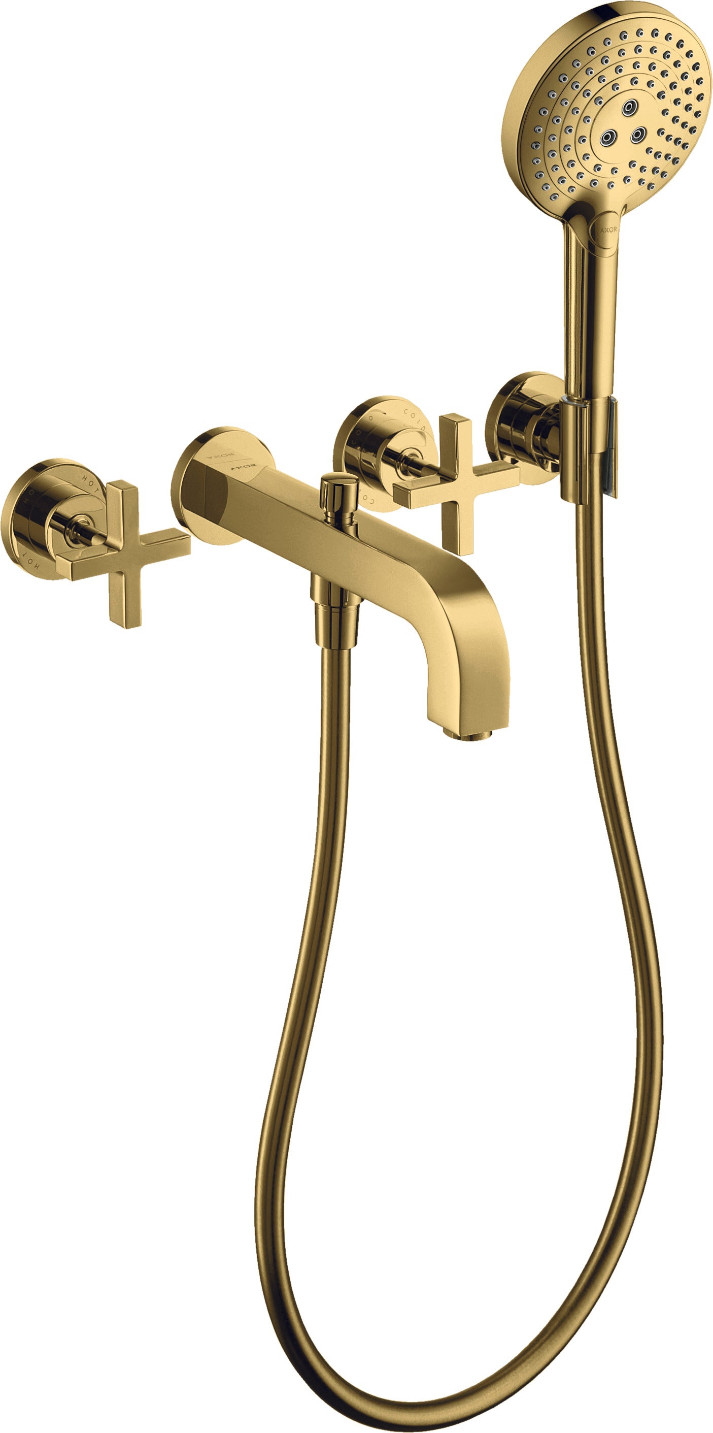 AXOR Citterio 3-hole bath mixer for concealed installation wall-mounted with cross handles and escutcheons