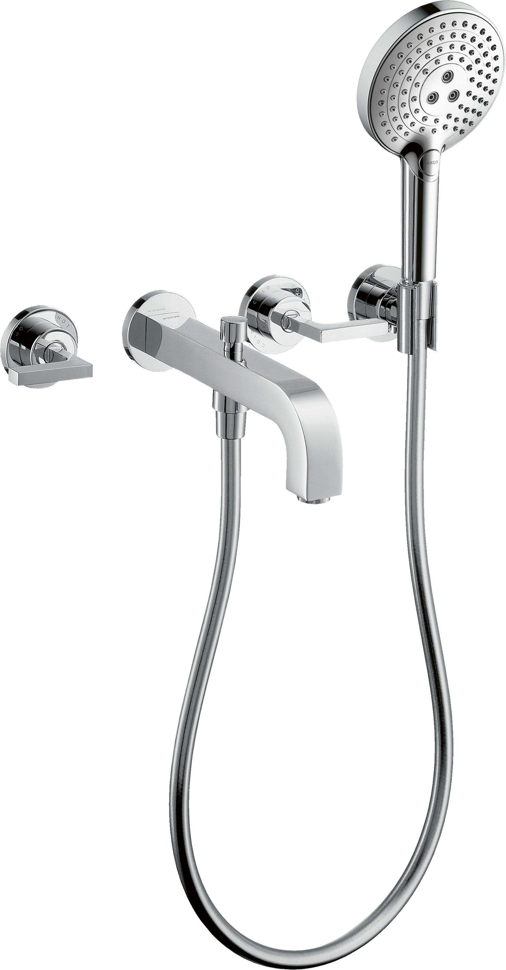 AXOR Citterio 3-hole bath mixer for concealed installation wall-mounted with lever handles and escutcheons