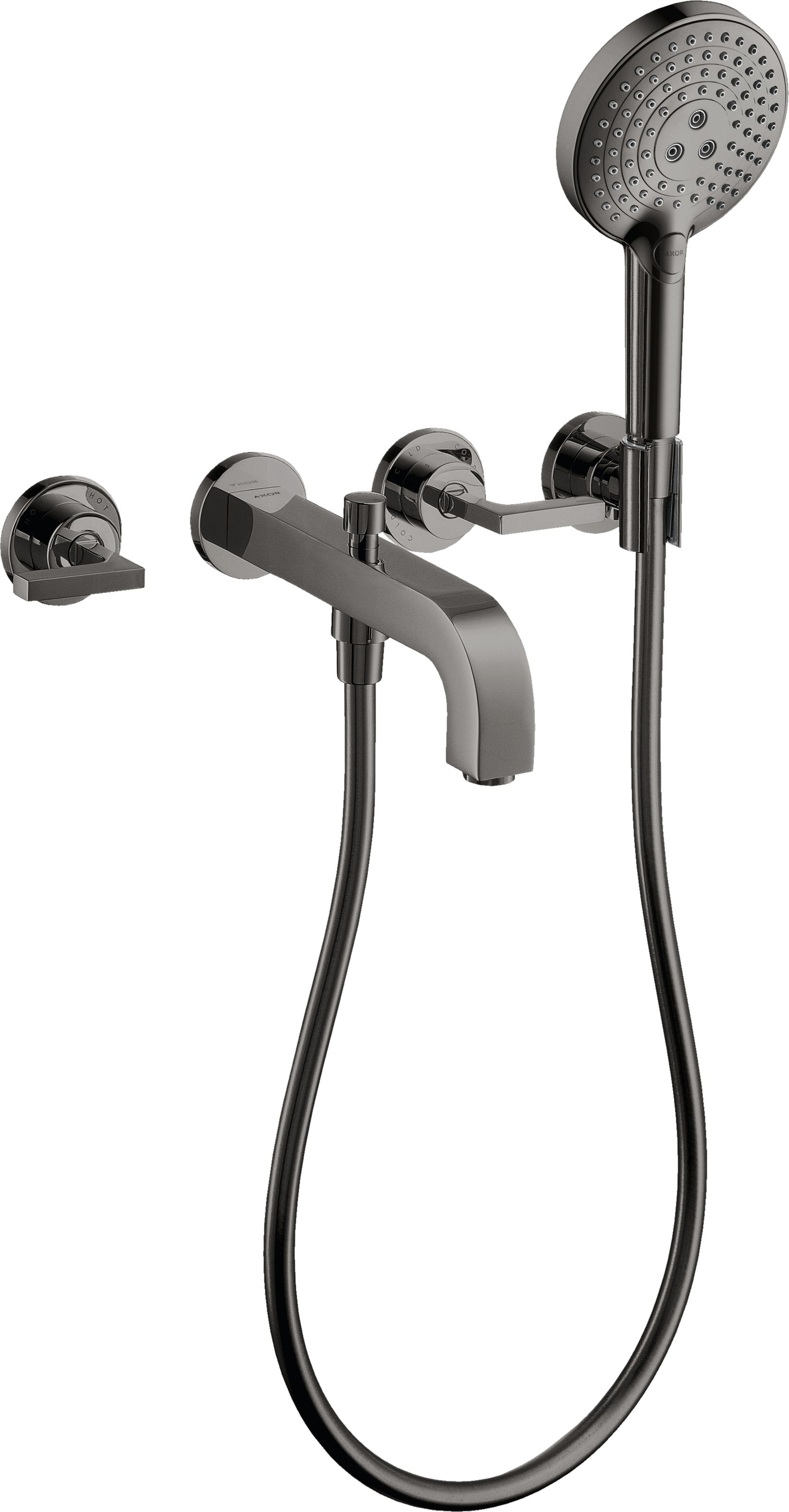 AXOR Citterio 3-hole bath mixer for concealed installation wall-mounted with lever handles and escutcheons