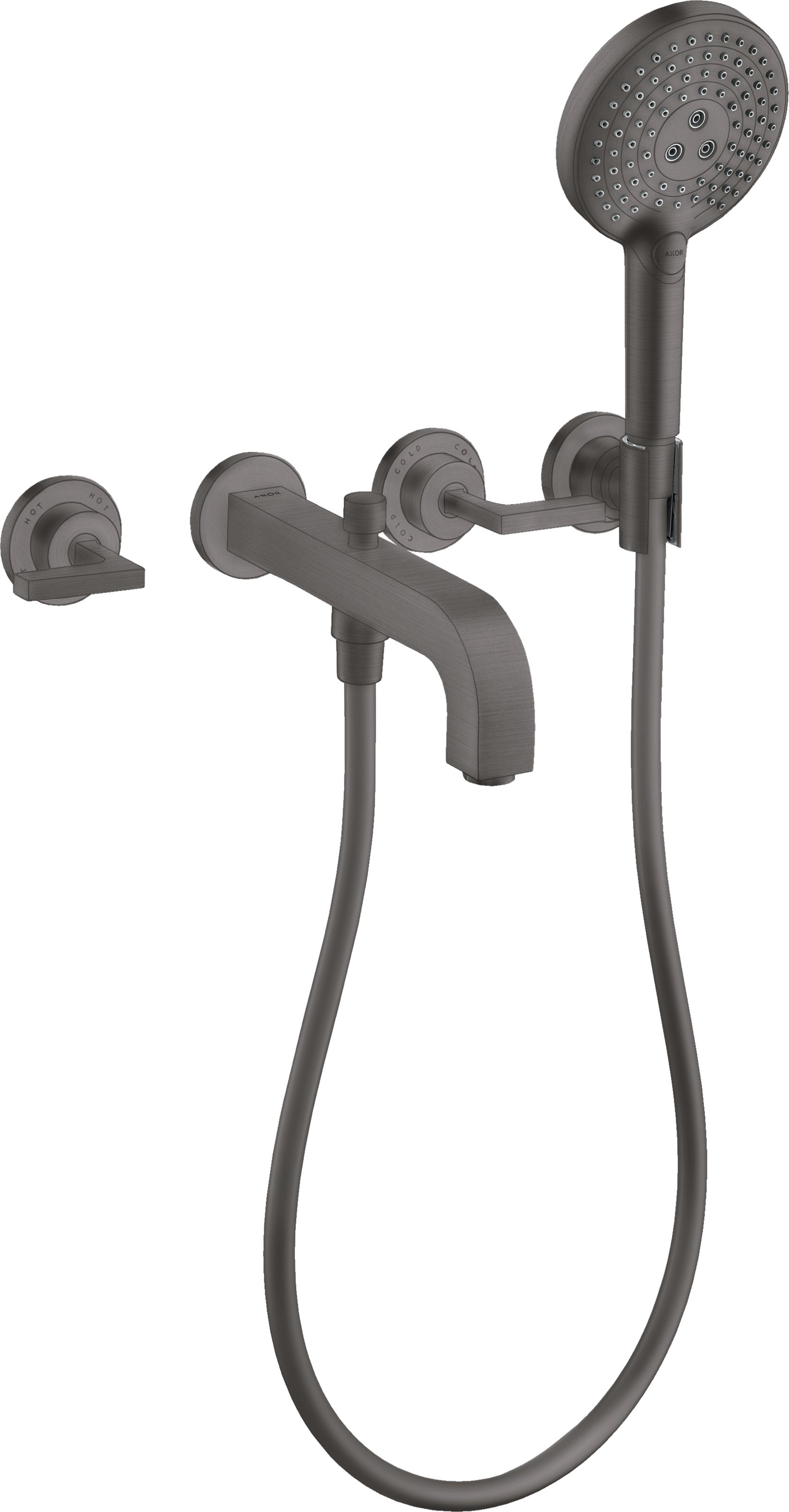 AXOR Citterio 3-hole bath mixer for concealed installation wall-mounted with lever handles and escutcheons
