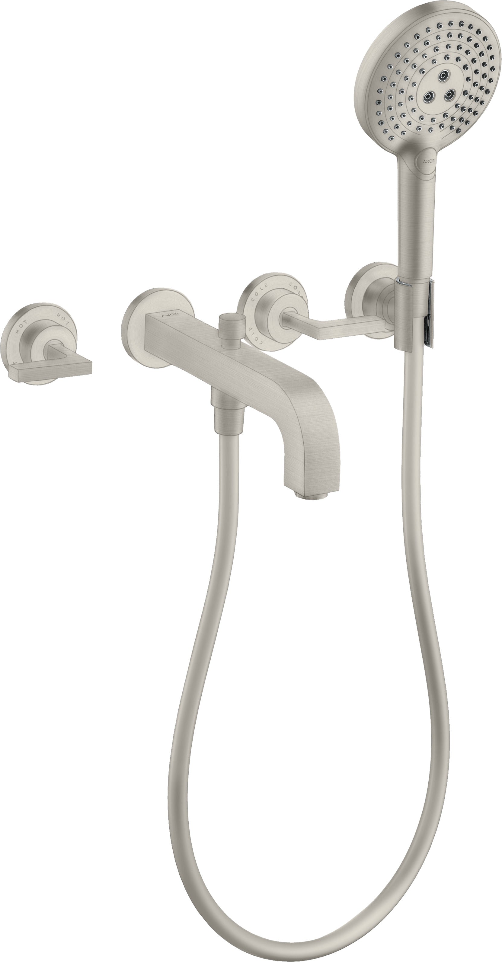 AXOR Citterio 3-hole bath mixer for concealed installation wall-mounted with lever handles and escutcheons