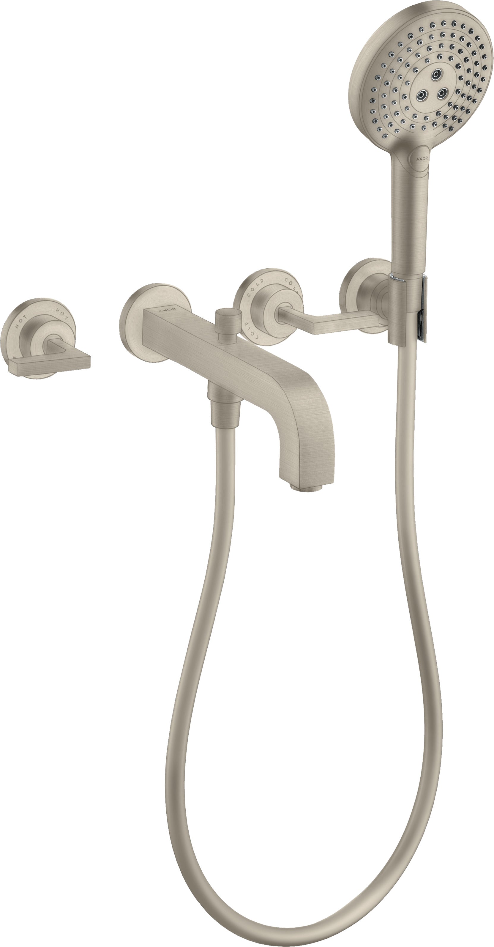 AXOR Citterio 3-hole bath mixer for concealed installation wall-mounted with lever handles and escutcheons