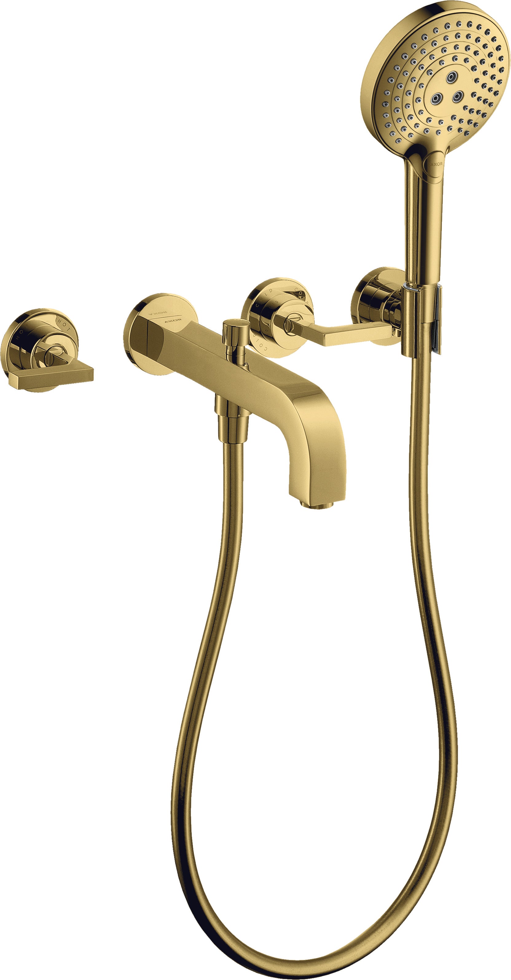 AXOR Citterio 3-hole bath mixer for concealed installation wall-mounted with lever handles and escutcheons