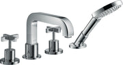 AXOR Citterio 4-hole tile mounted bath mixer with cross handles and escutcheons