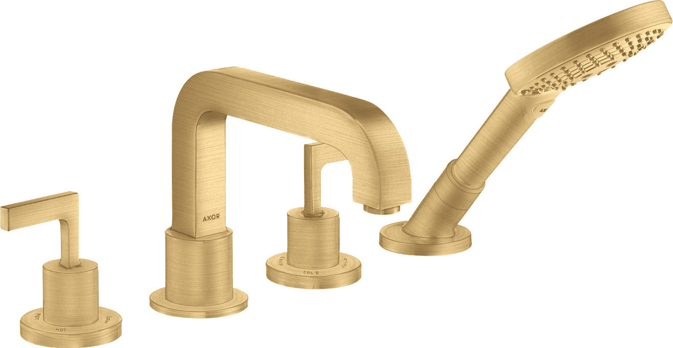 AXOR Citterio 4-hole tile mounted bath mixer with lever handles and escutcheons