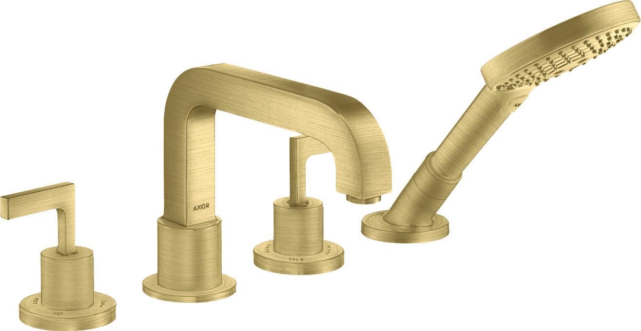 AXOR Citterio 4-hole tile mounted bath mixer with lever handles and escutcheons