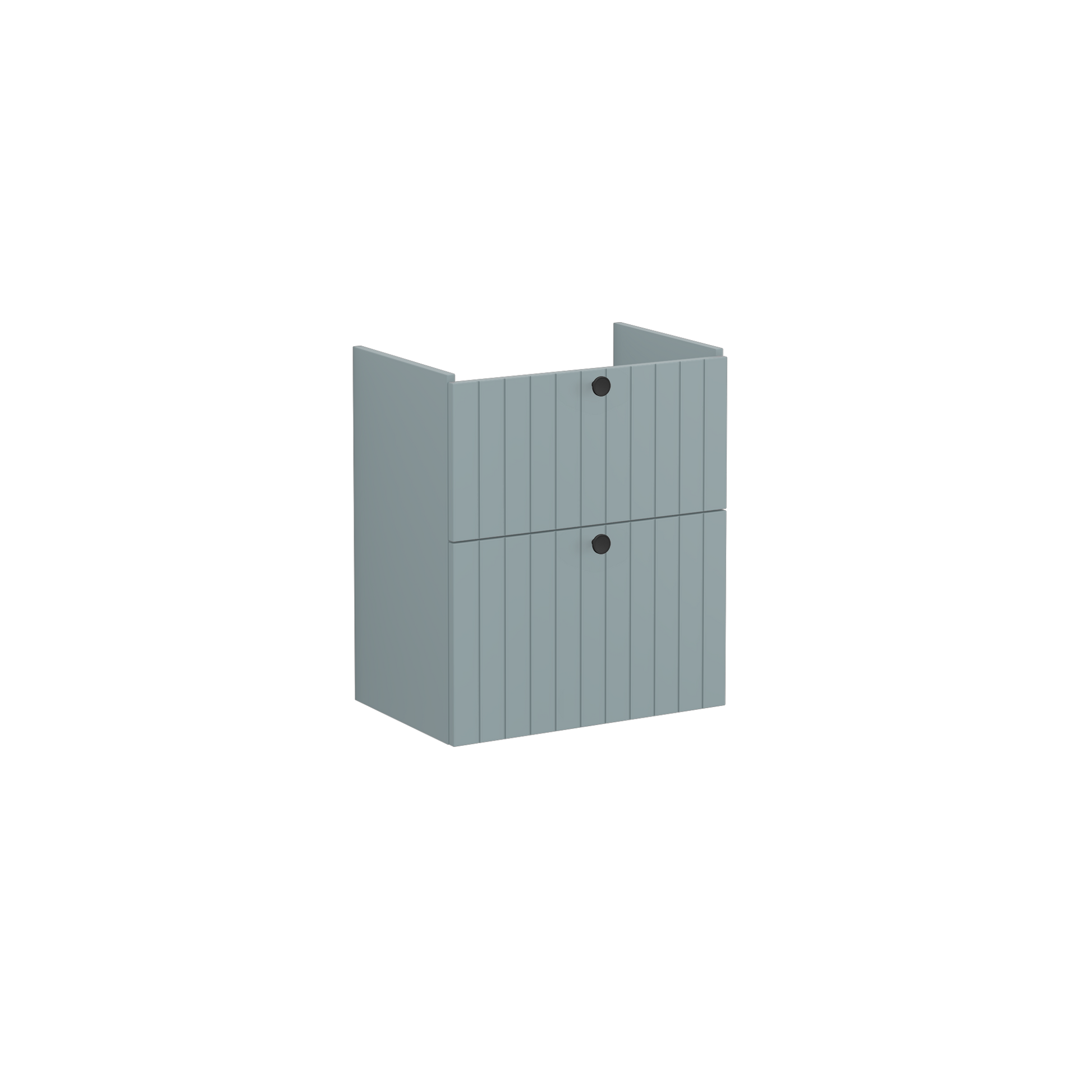 Root Groove Washbasin Unit, with two drawers, compact, Matt Fijord Green, without washbasin