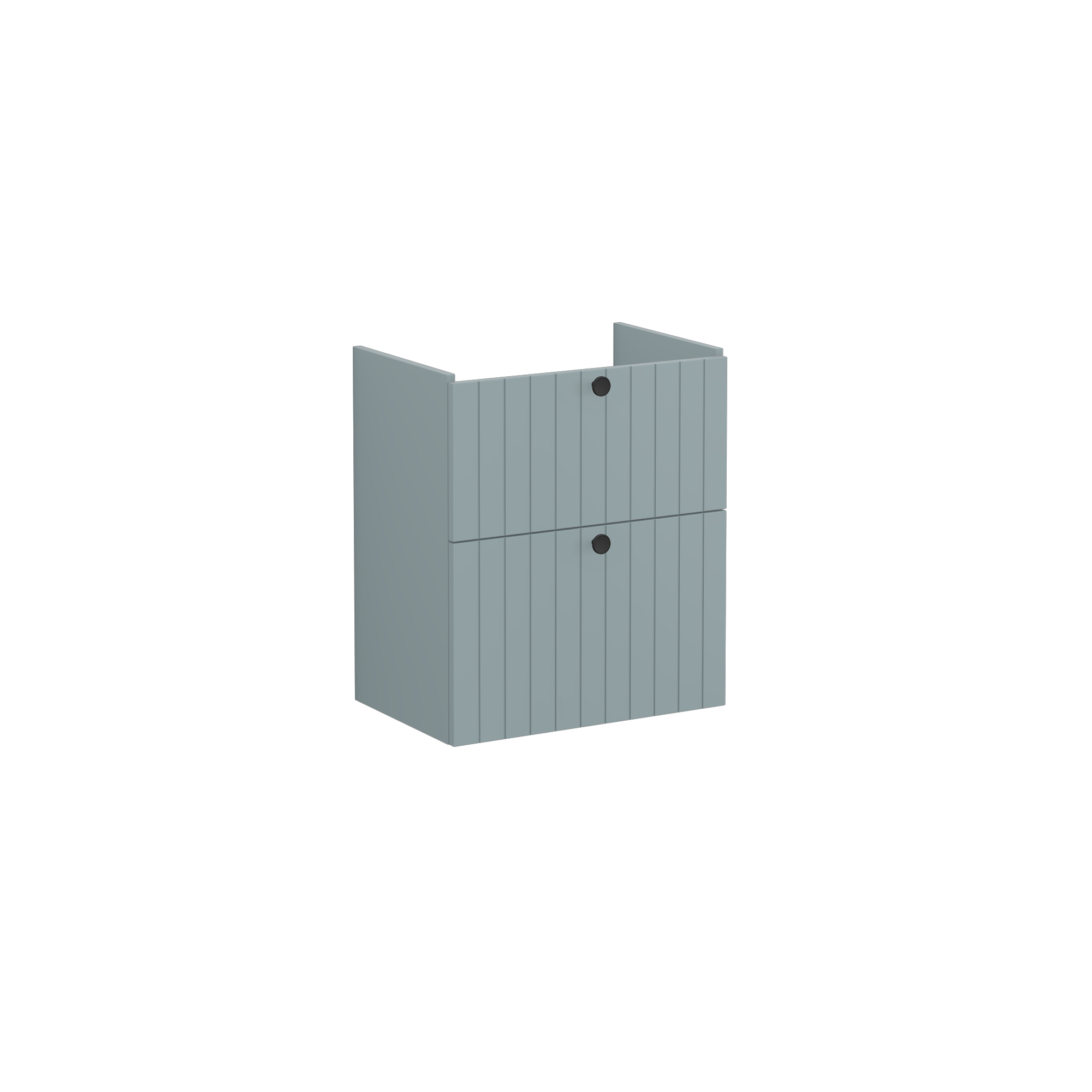 Root Groove Washbasin Unit, with two drawers, compact, Matt Fijord Green, without washbasin