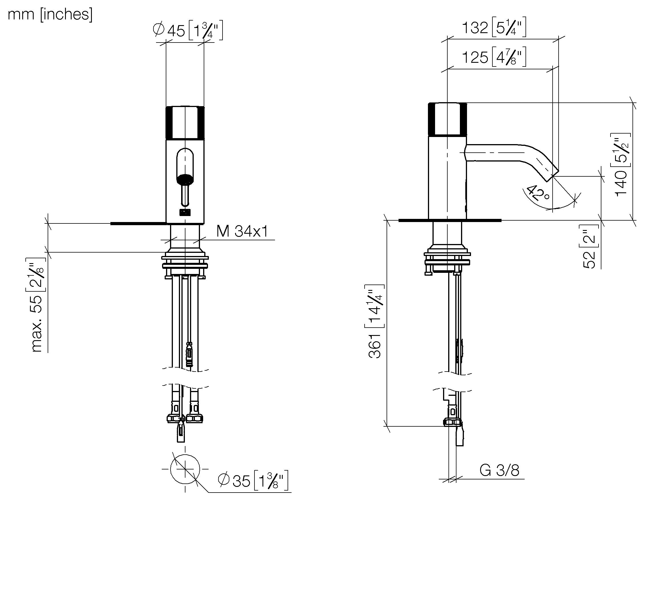 Meta Washstand Fitting With Electronic Opening And Closing Function Without Pop Up Waste Chrome