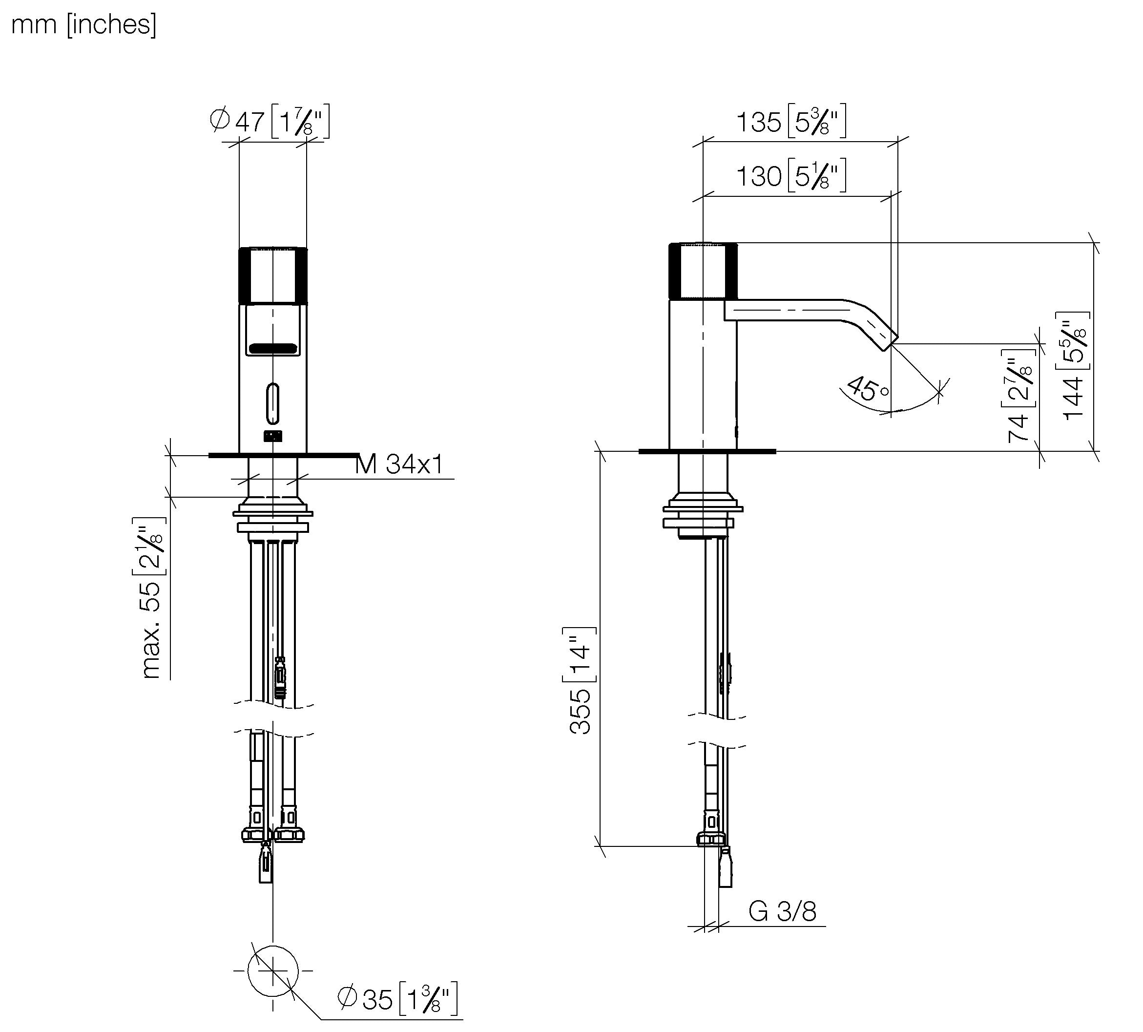 Imo Washstand Fitting With Electronic Opening And Closing Function Without Pop Up Waste Chrome