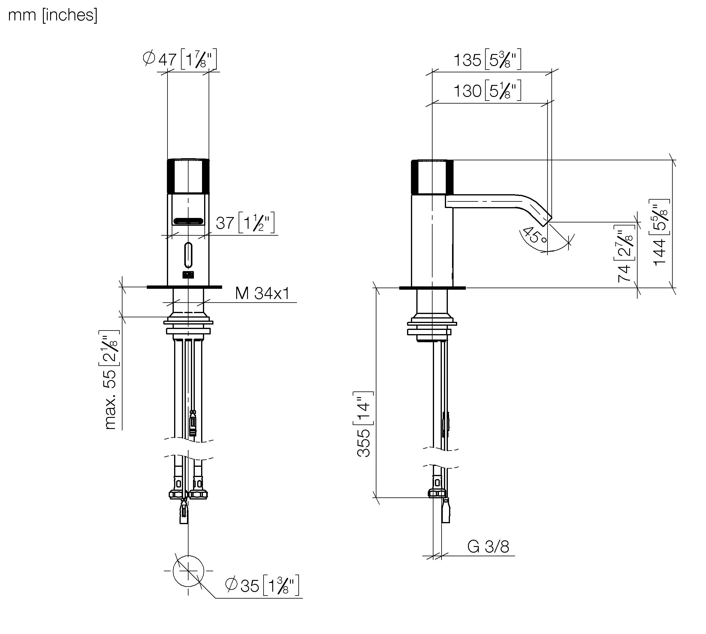 Imo Washstand Fitting With Electronic Opening And Closing Function Without Pop Up Waste Chrome II