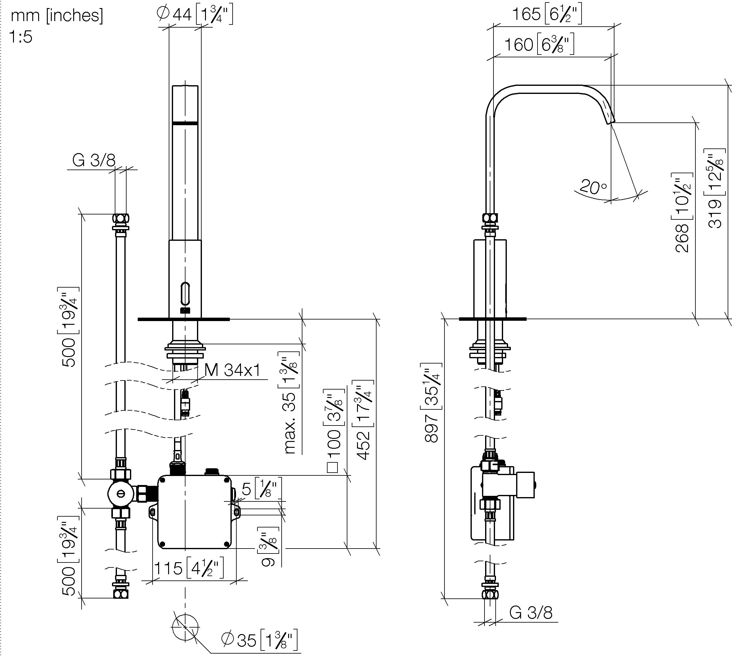 Imo Washstand Fitting With Electronic Opening And Closing Function Without Pop Up Waste Chrome III