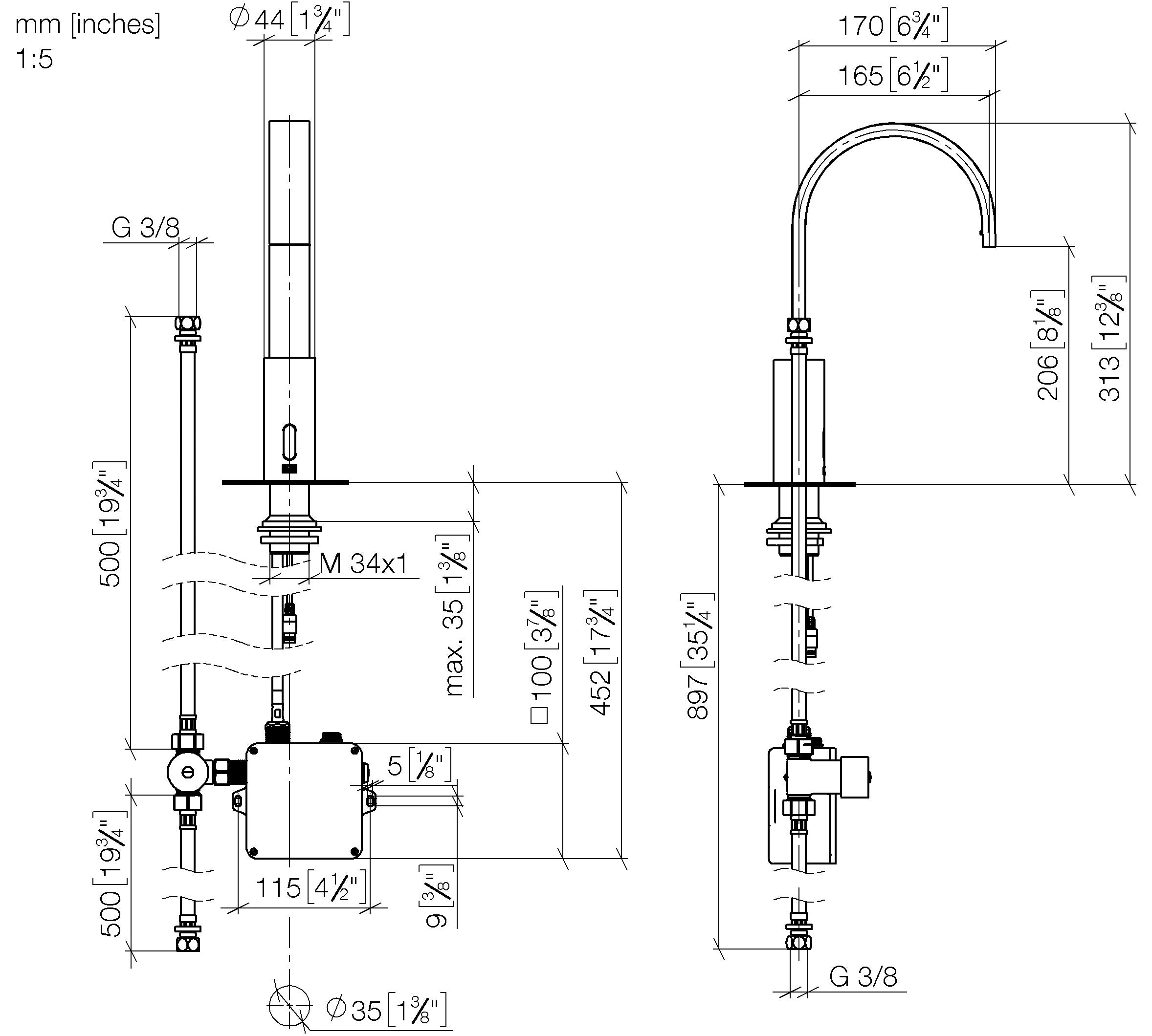 Mem Washstand Fitting With Electronic Opening And Closing Function Without Pop Up Waste Chrome