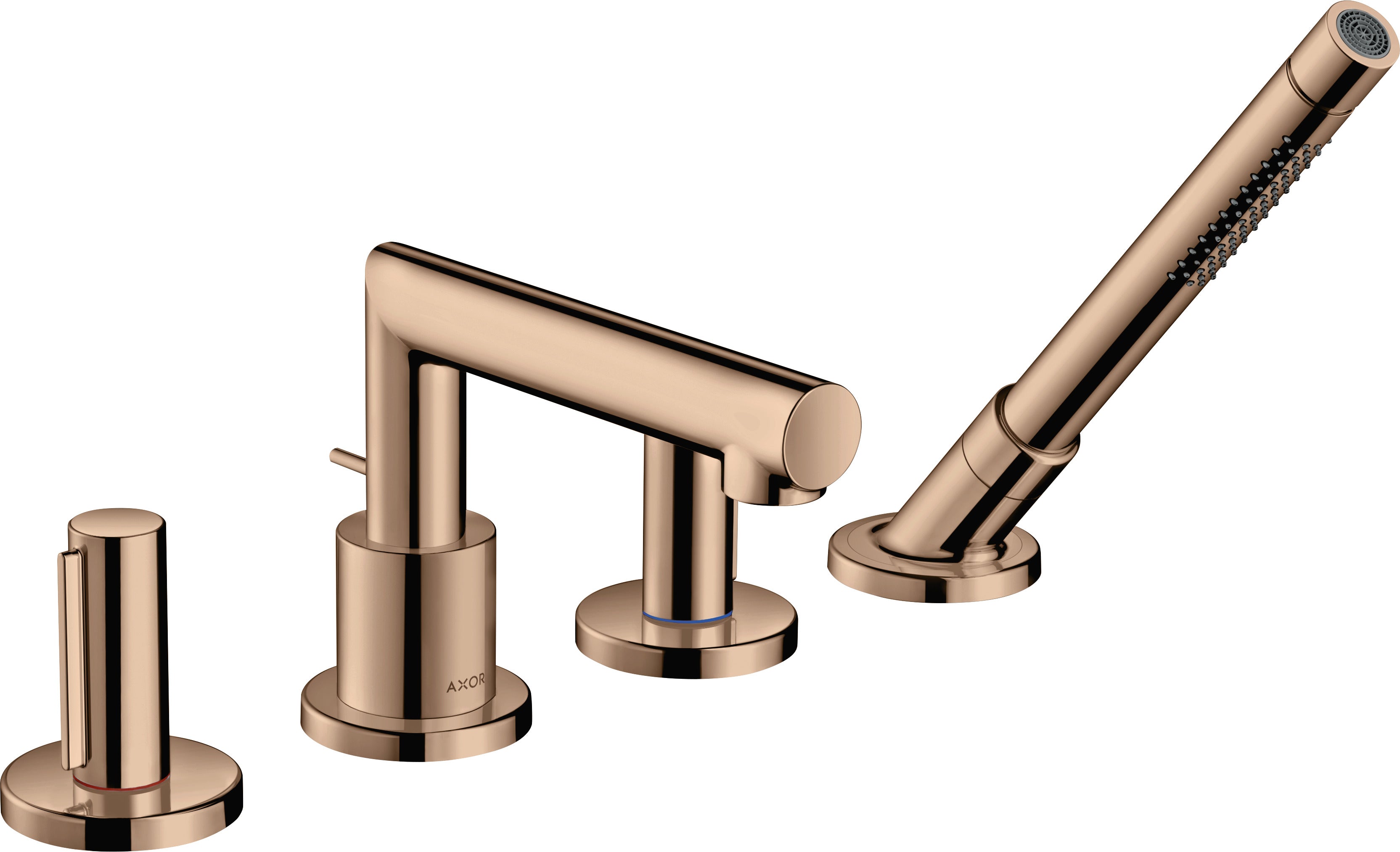 AXOR Uno 4-hole rim-mounted bath mixer with zero handles