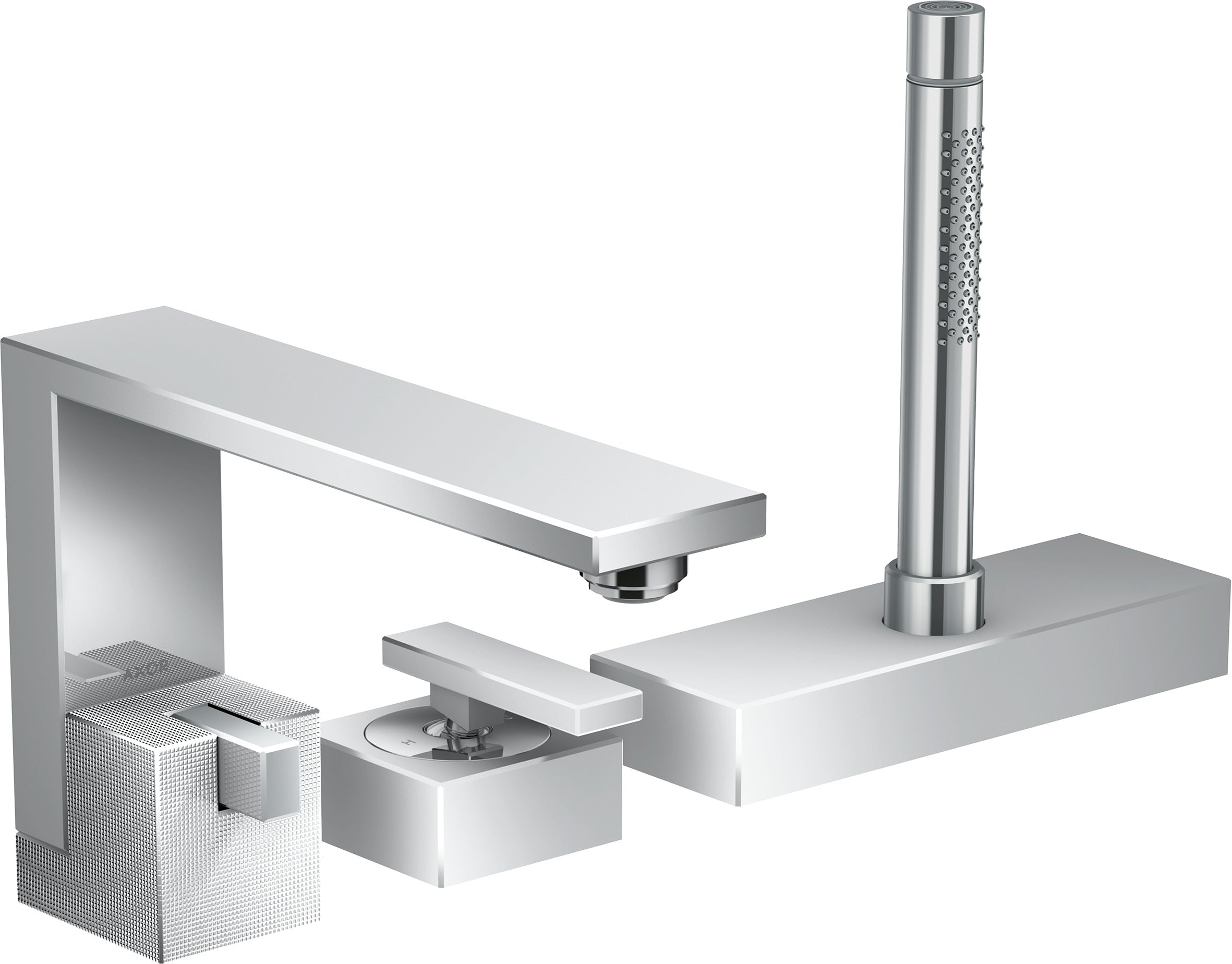 AXOR Edge 3-hole rim-mounted bath mixer - diamond cut