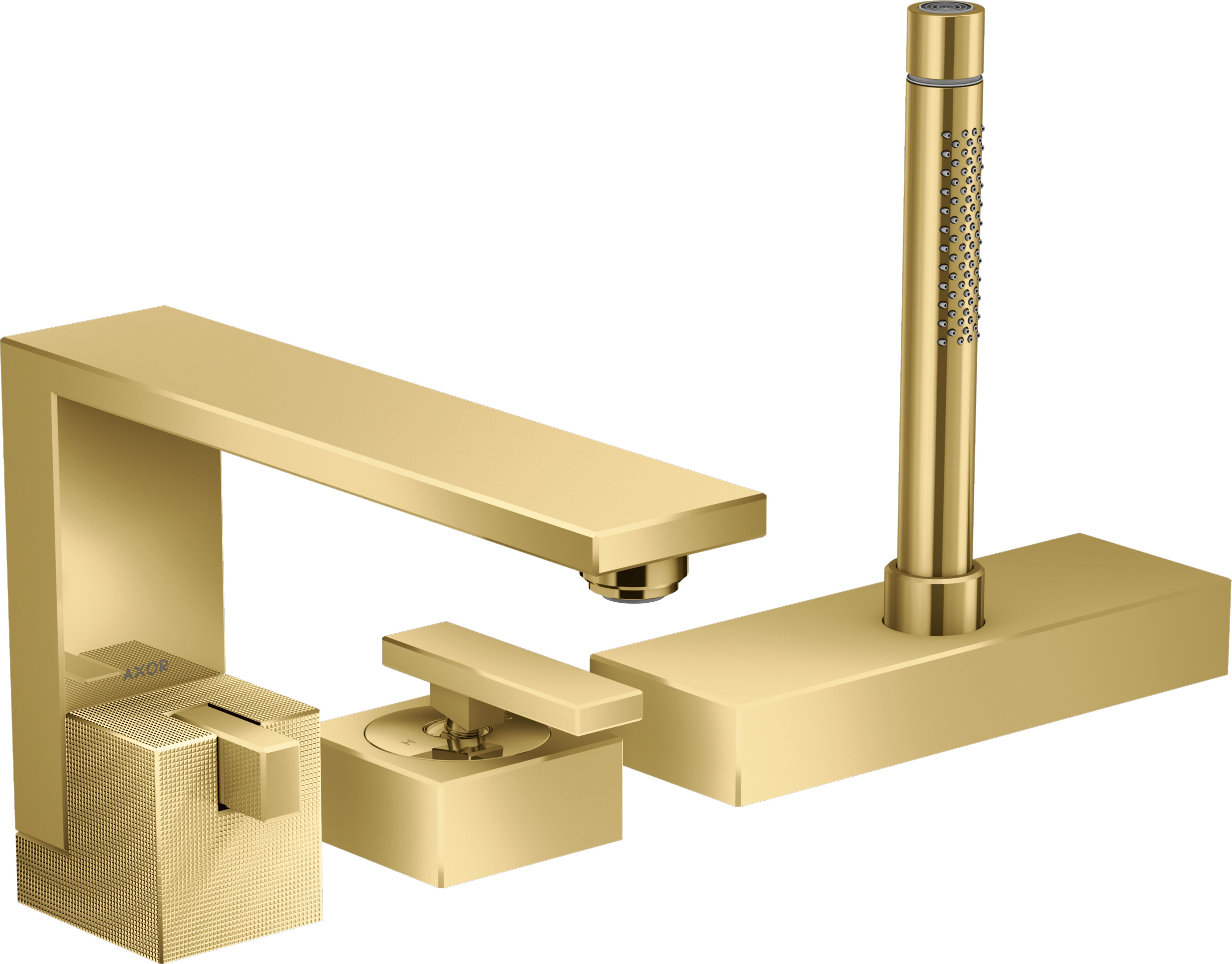 AXOR Edge 3-hole rim-mounted bath mixer - diamond cut