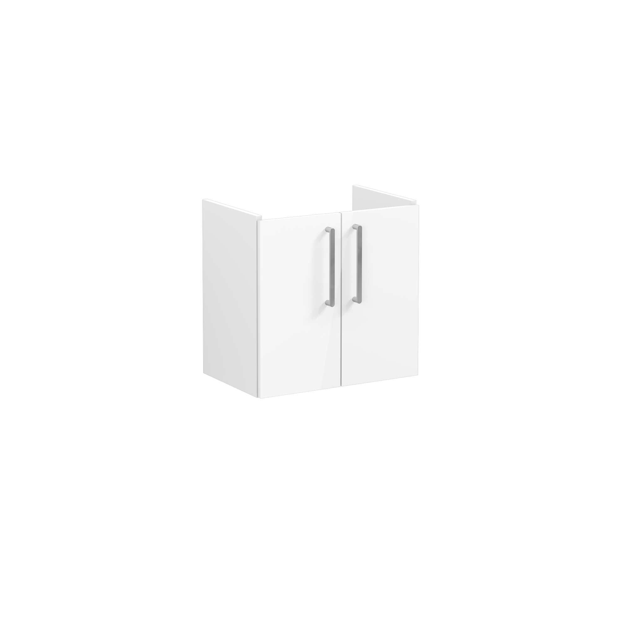 Root Washbasin Unit, With Doors, Compact, High Gloss White, Without Washbasin