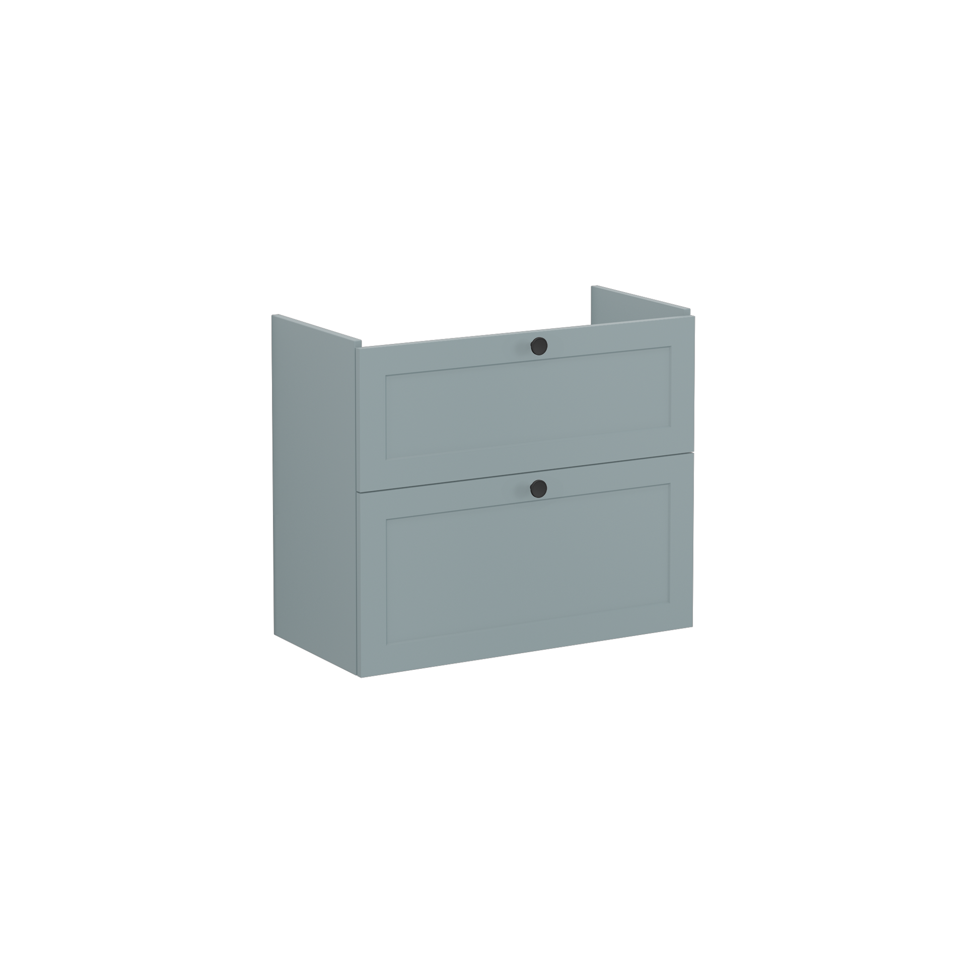 Root Classic Washbasin Unit, with two drawers, compact, Matt Fijord Green, without washbasin