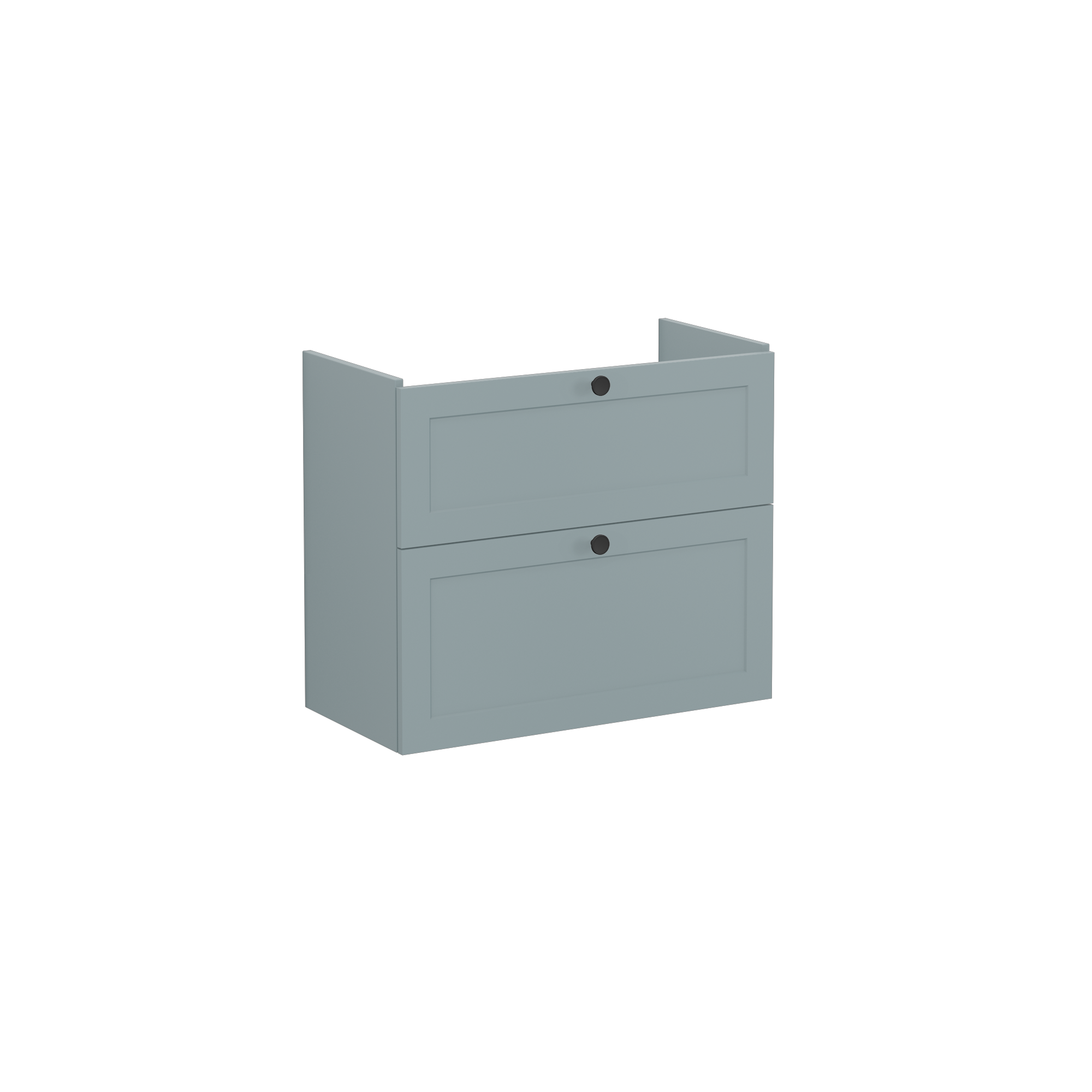 Root Classic Washbasin Unit, with two drawers, compact, Matt Fijord Green, without washbasin