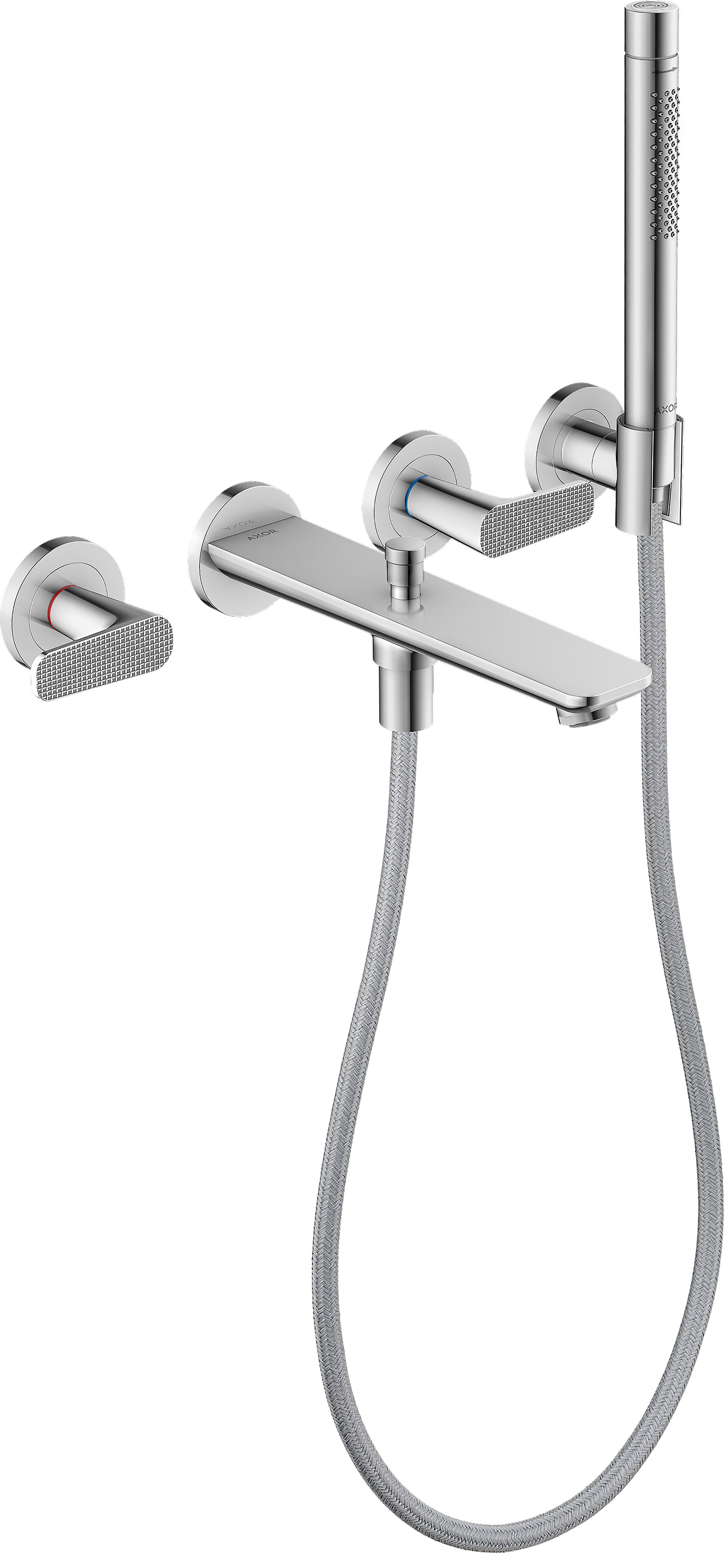 AXOR Citterio C 3-hole bath mixer for concealed installation wall-mounted with hand shower - cubic cut