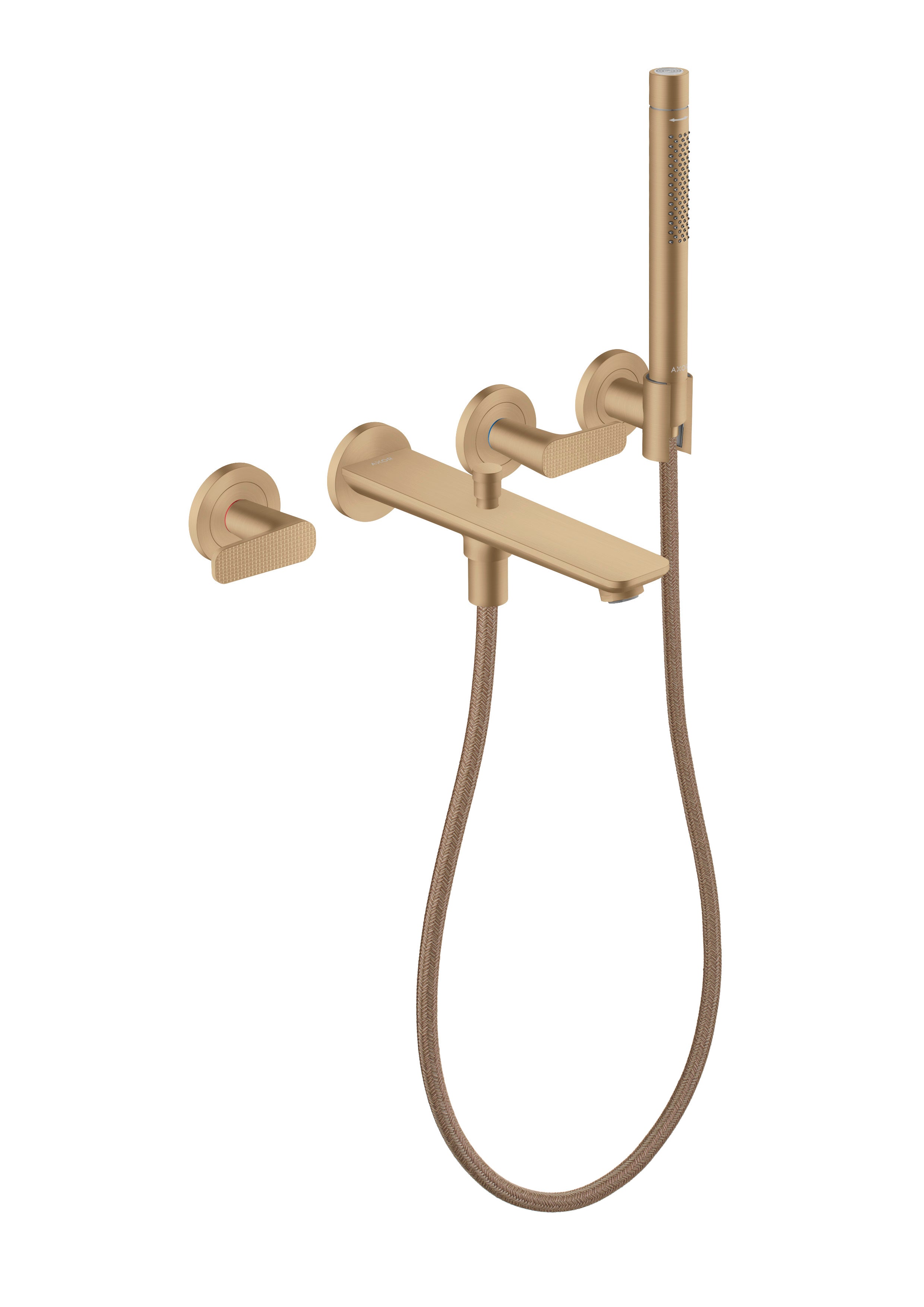 AXOR Citterio C 3-hole bath mixer for concealed installation wall-mounted with hand shower - cubic cut