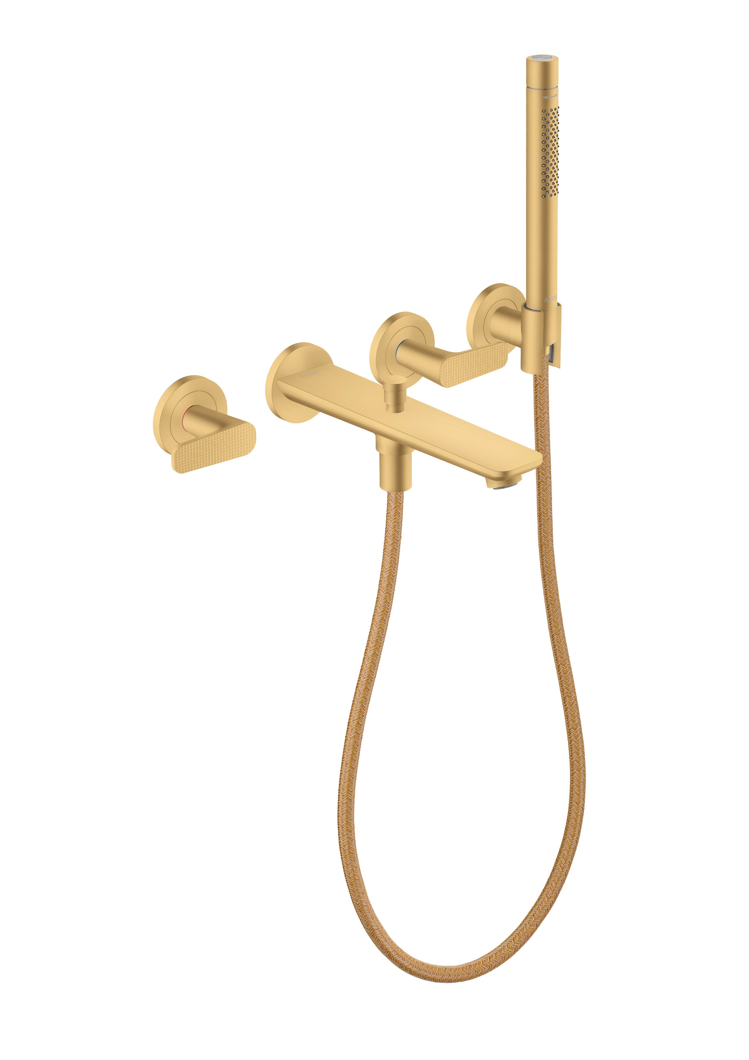 AXOR Citterio C 3-hole bath mixer for concealed installation wall-mounted with hand shower - cubic cut