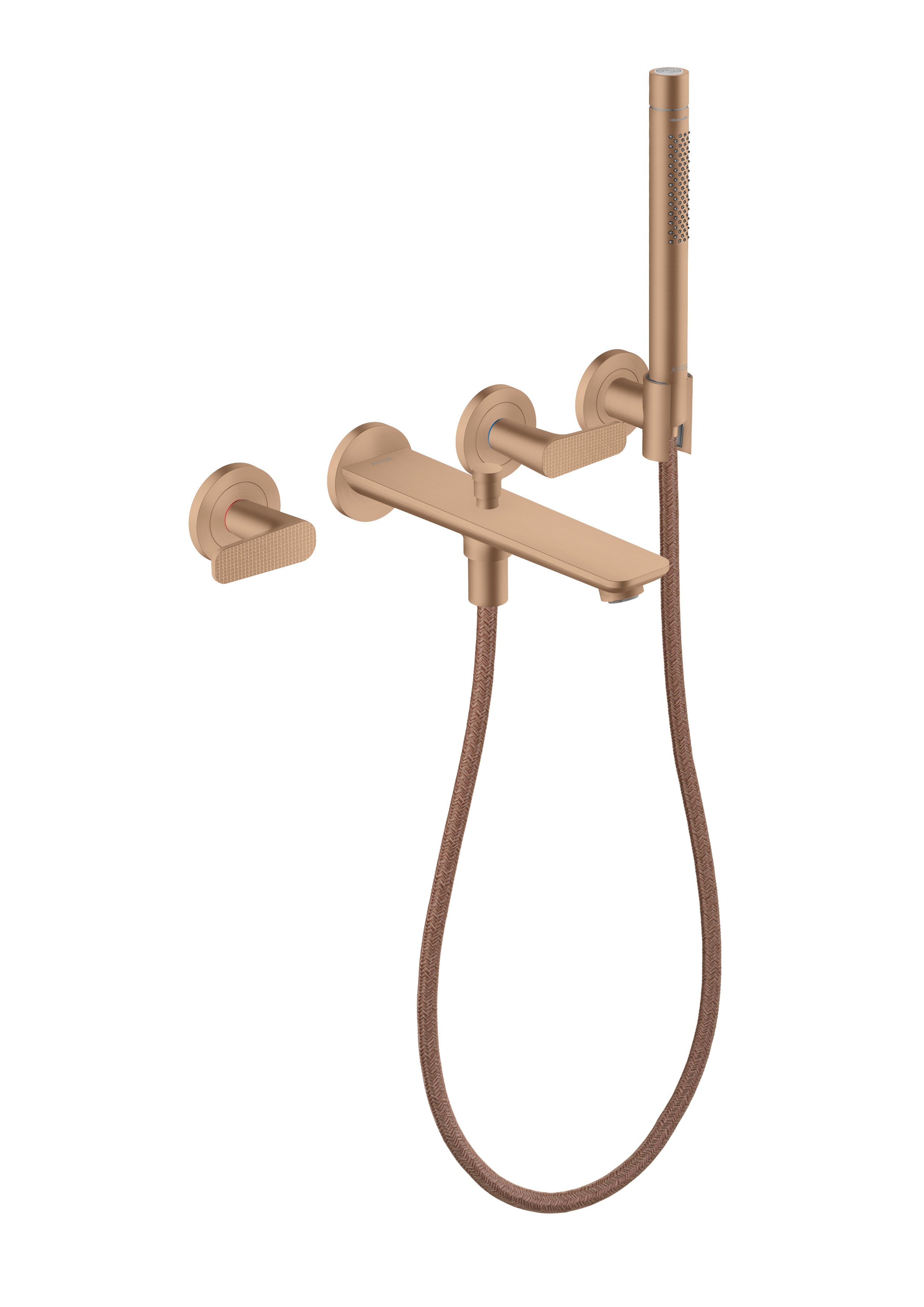 AXOR Citterio C 3-hole bath mixer for concealed installation wall-mounted with hand shower - cubic cut