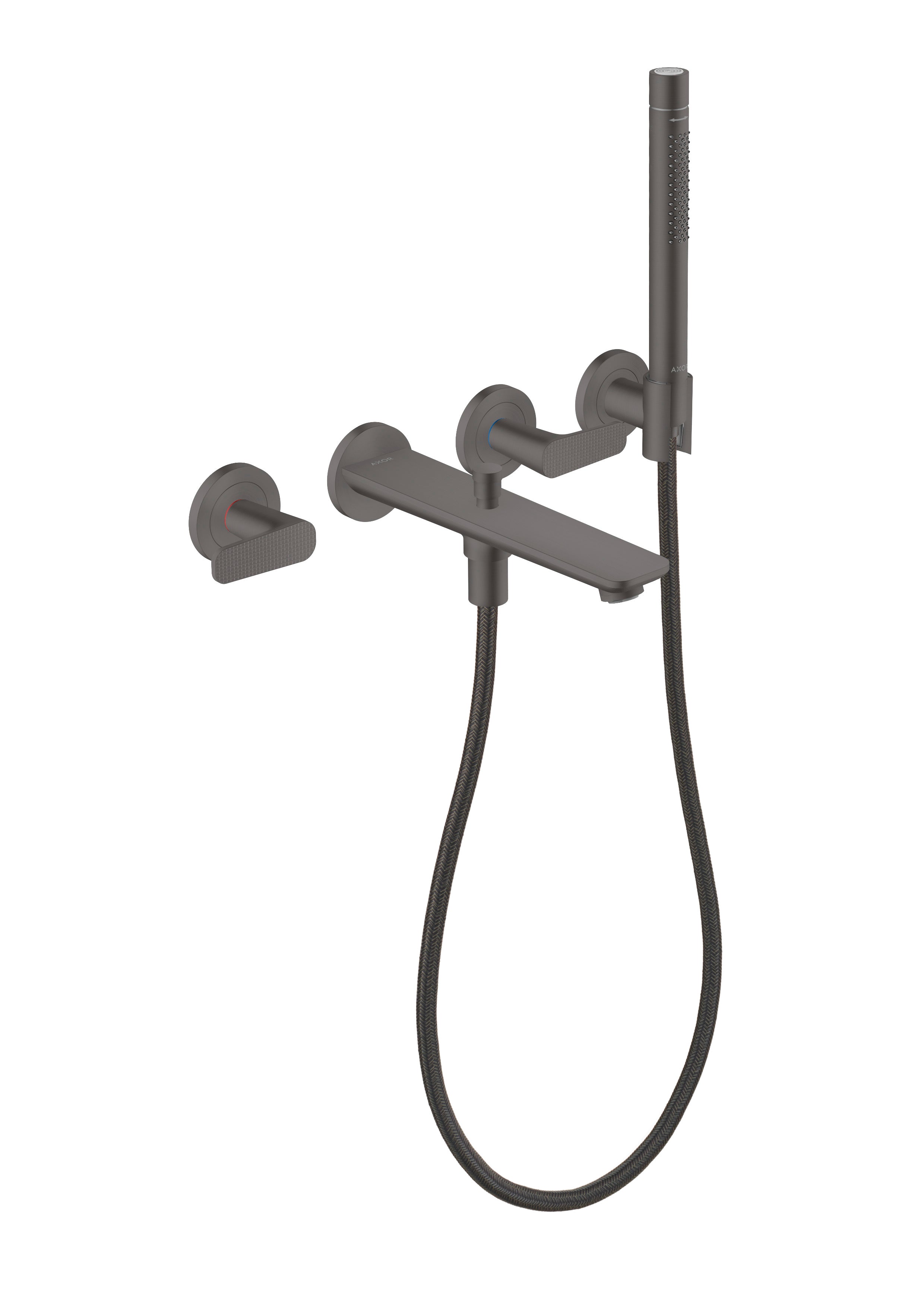 AXOR Citterio C 3-hole bath mixer for concealed installation wall-mounted with hand shower - cubic cut