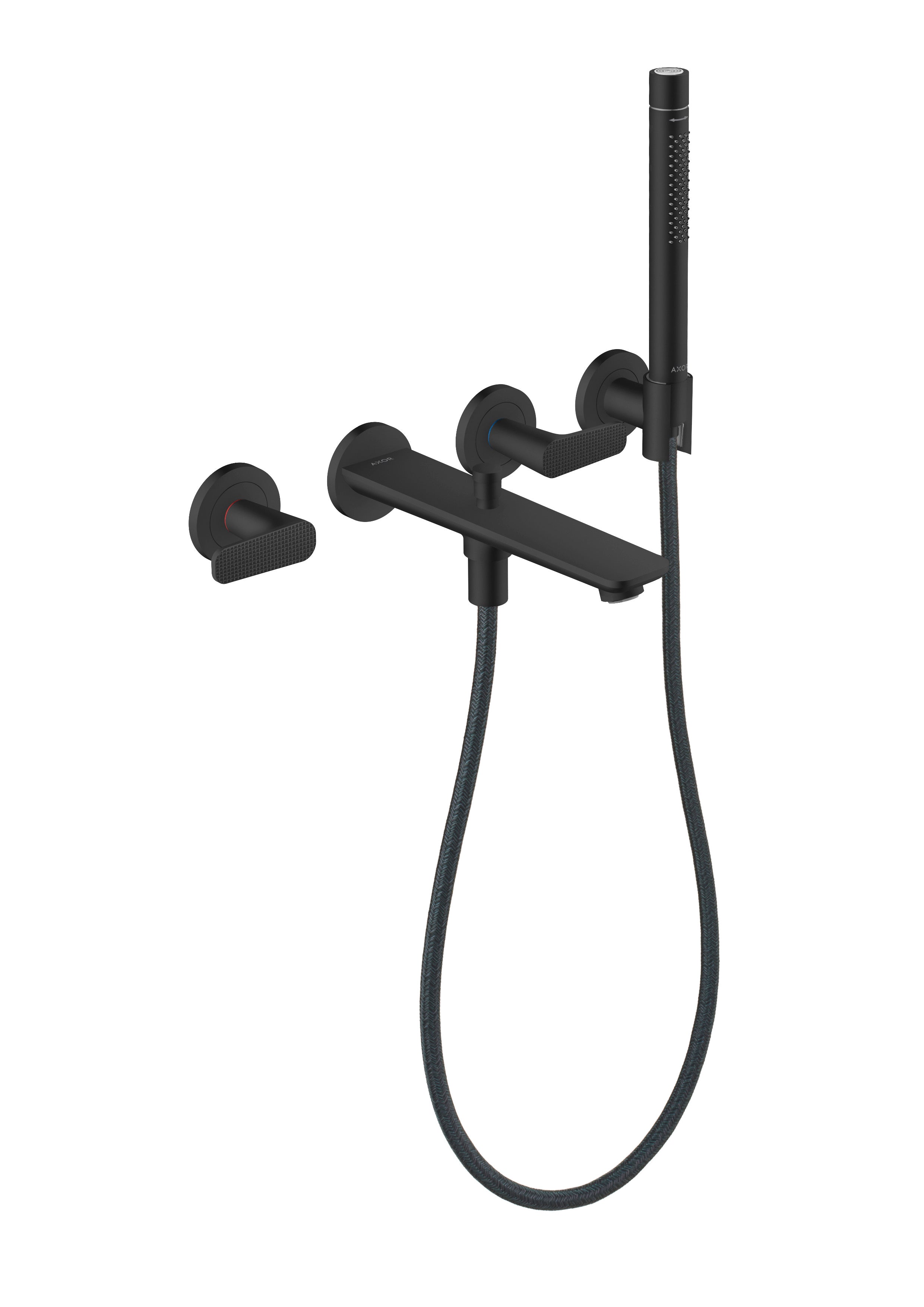 AXOR Citterio C 3-hole bath mixer for concealed installation wall-mounted with hand shower - cubic cut