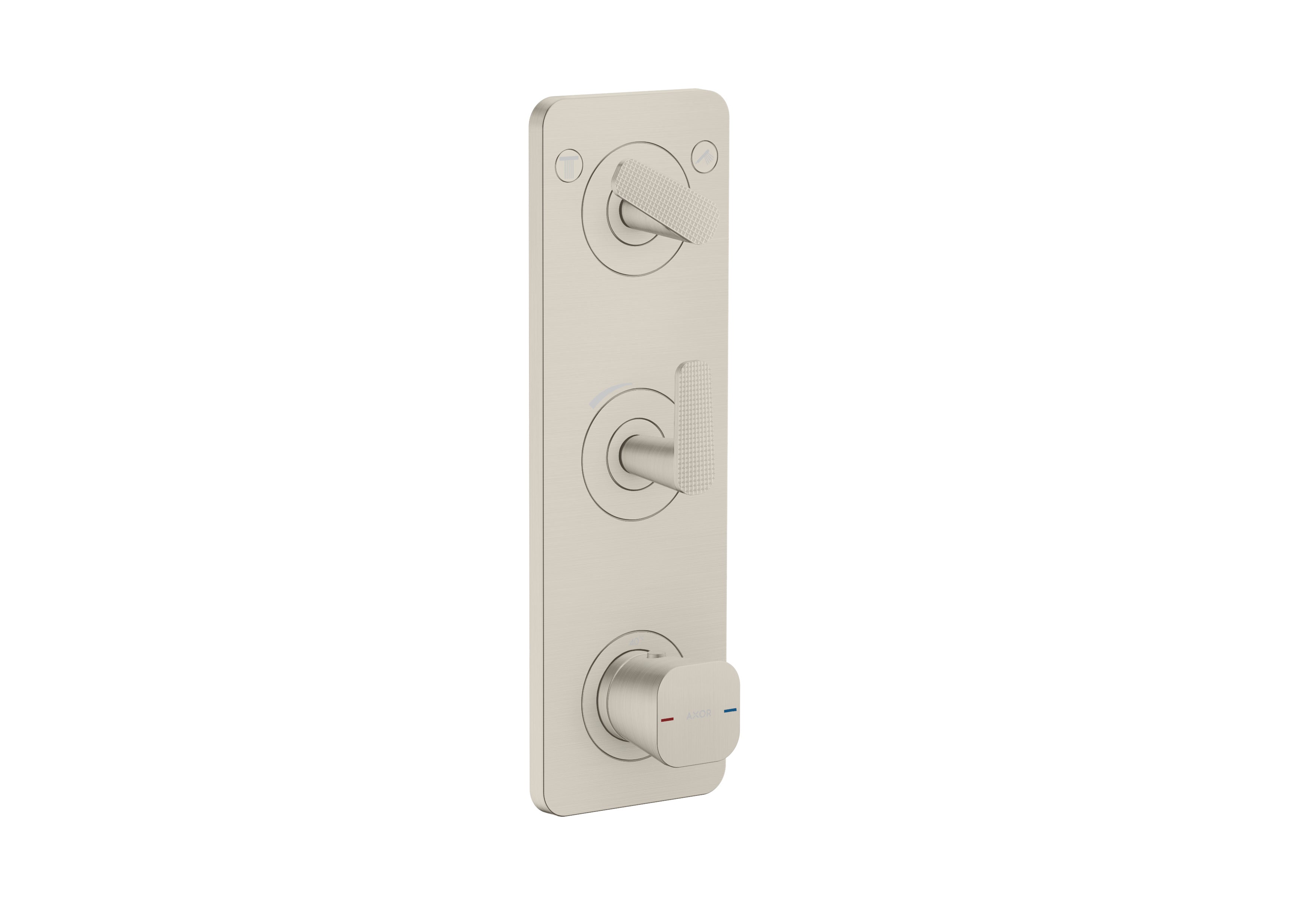 AXOR Citterio C Thermostatic module 380/120 for concealed installation with plate for 2 functions - cubic cut