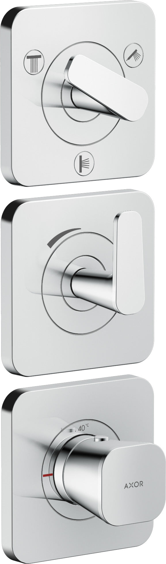 AXOR Citterio C Thermostatic module 380/120 for concealed installation with escutcheons for 3 outlets