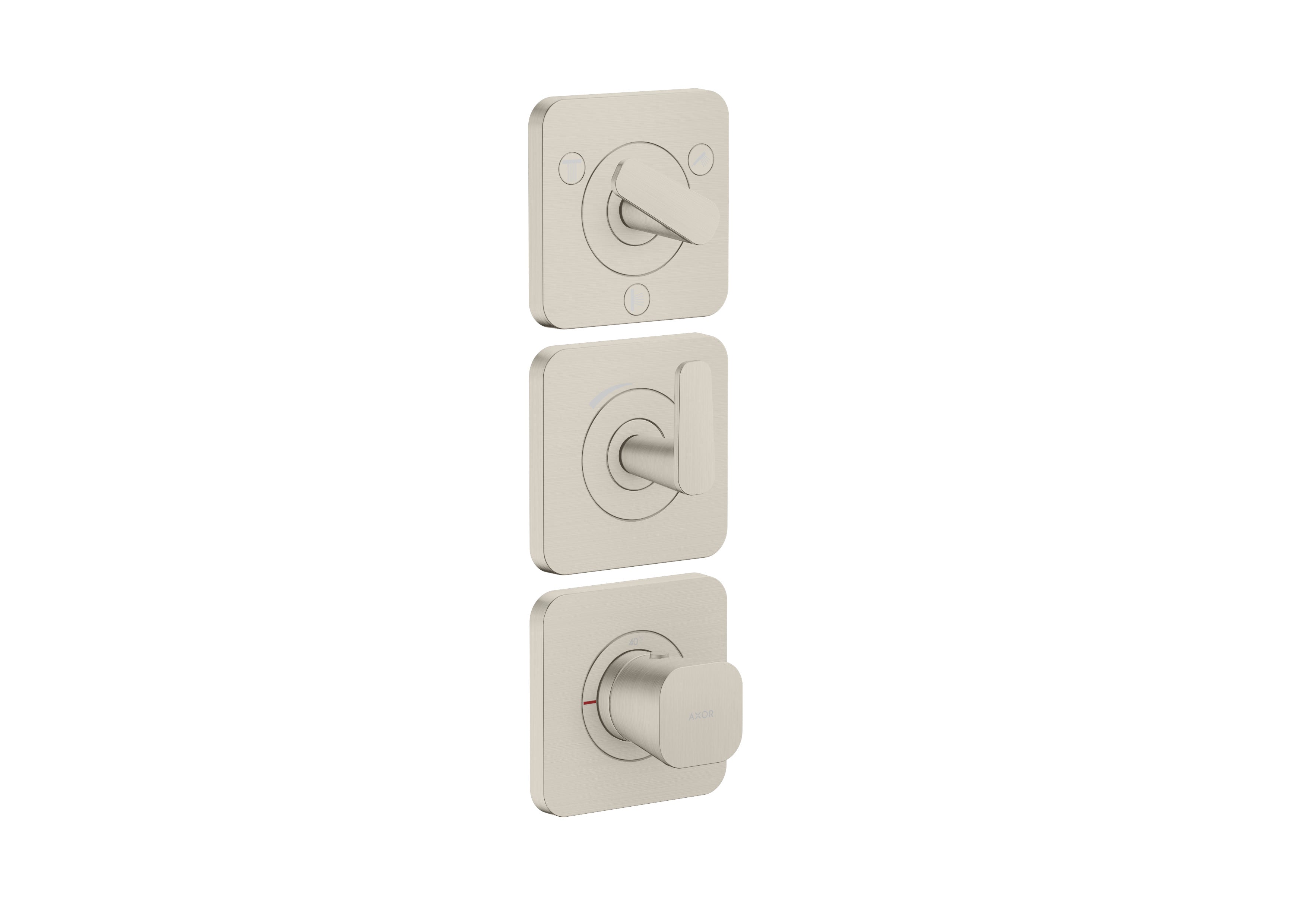 AXOR Citterio C Thermostatic module 380/120 for concealed installation with escutcheons for 3 outlets