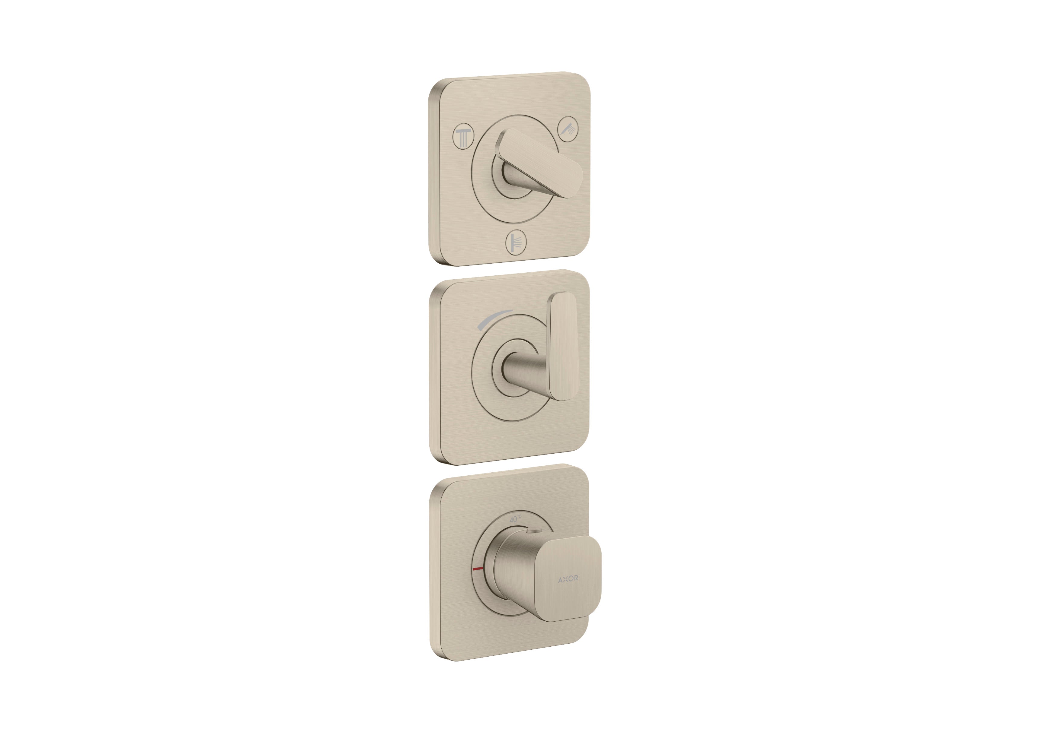 AXOR Citterio C Thermostatic module 380/120 for concealed installation with escutcheons for 3 outlets