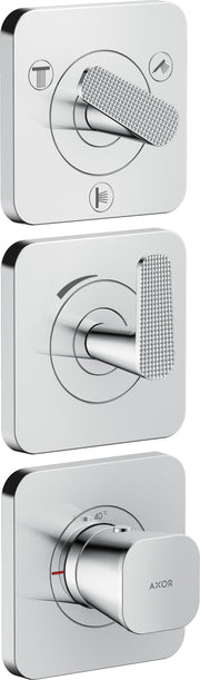 AXOR Citterio C Thermostatic module 380/120 for concealed installation with escutcheons for 3 functions - cubic cut