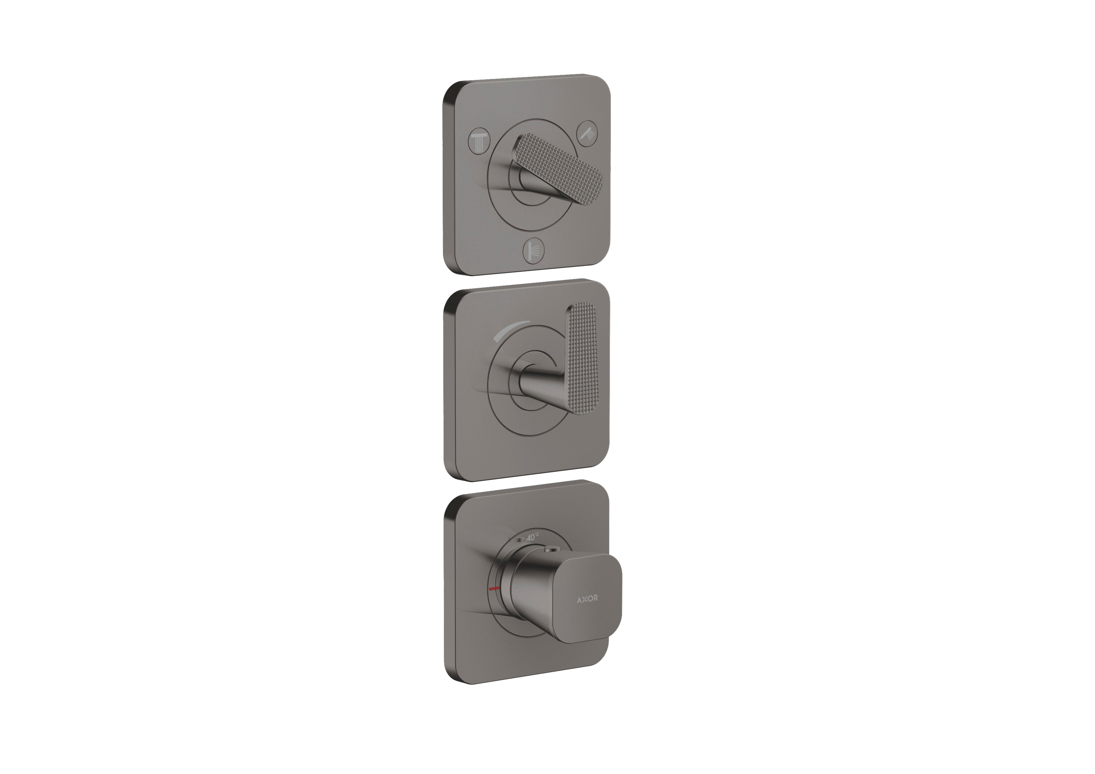 AXOR Citterio C Thermostatic module 380/120 for concealed installation with escutcheons for 3 functions - cubic cut