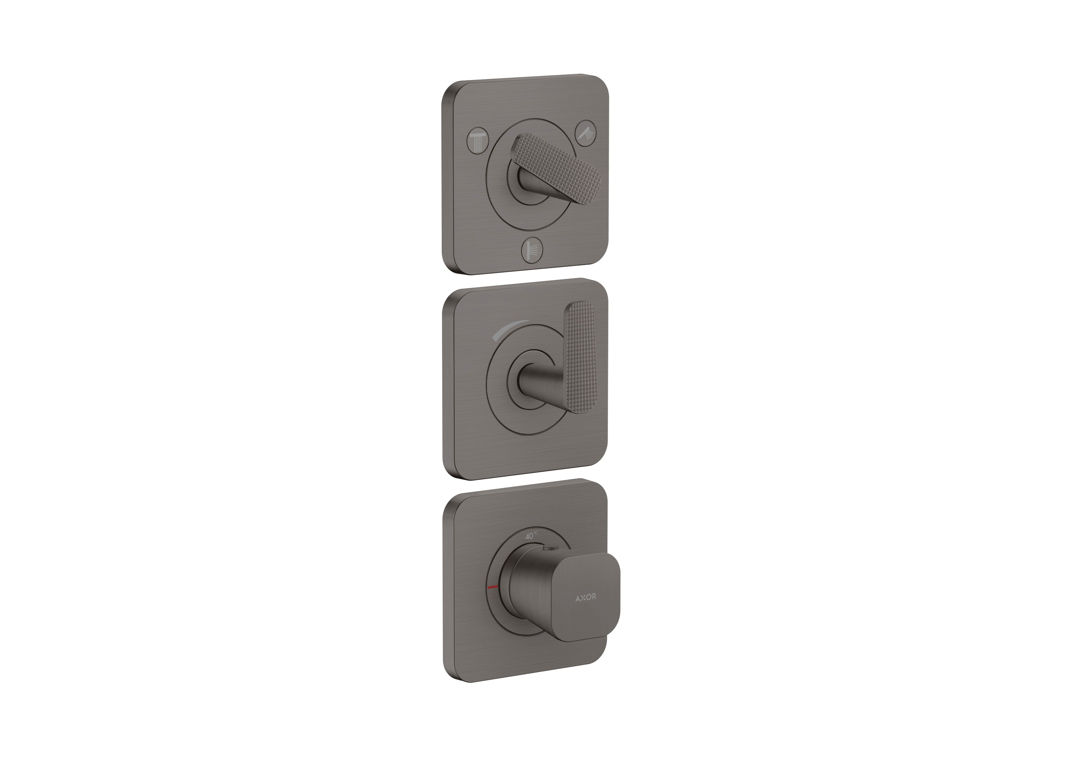 AXOR Citterio C Thermostatic module 380/120 for concealed installation with escutcheons for 3 functions - cubic cut