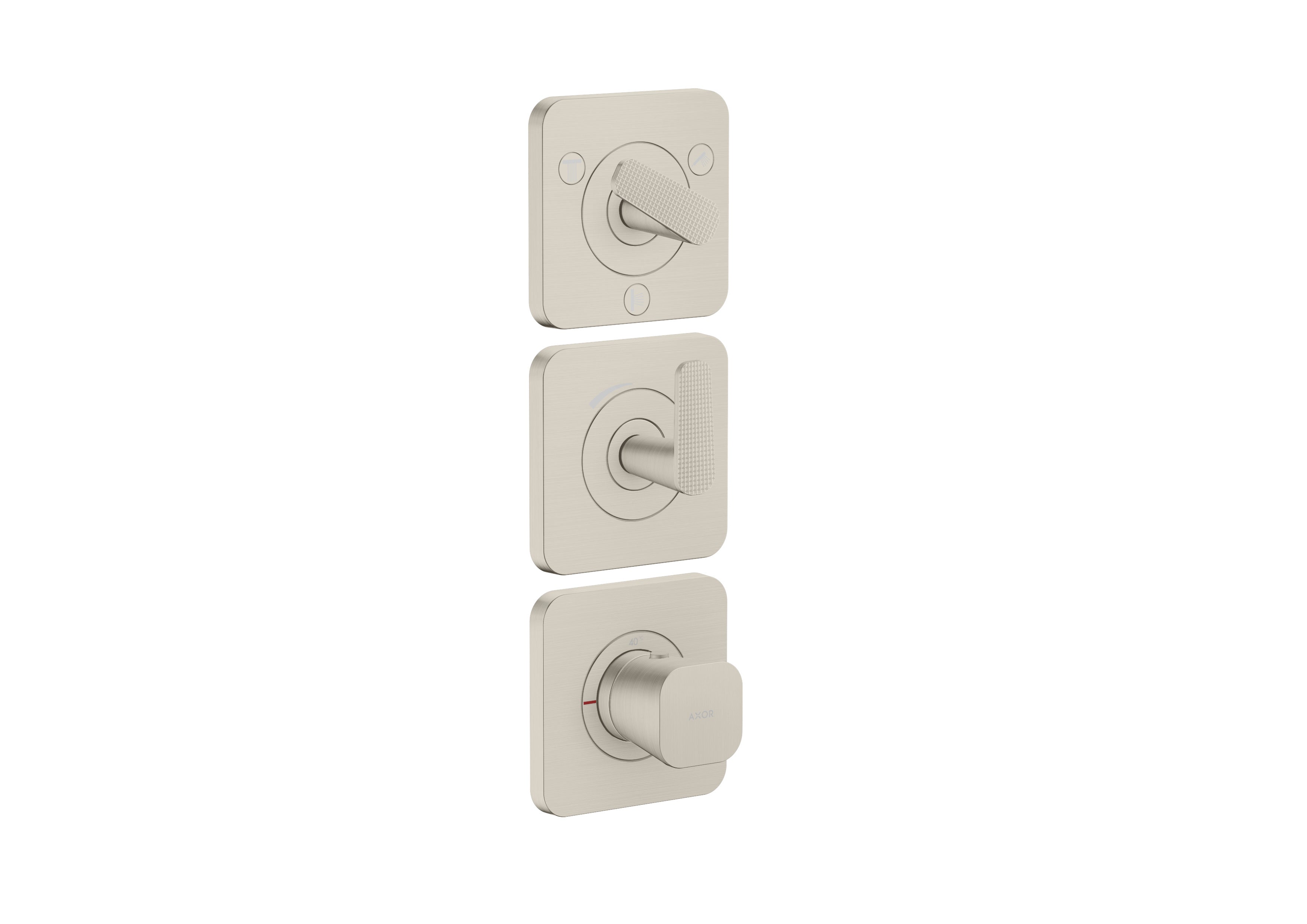AXOR Citterio C Thermostatic module 380/120 for concealed installation with escutcheons for 3 functions - cubic cut
