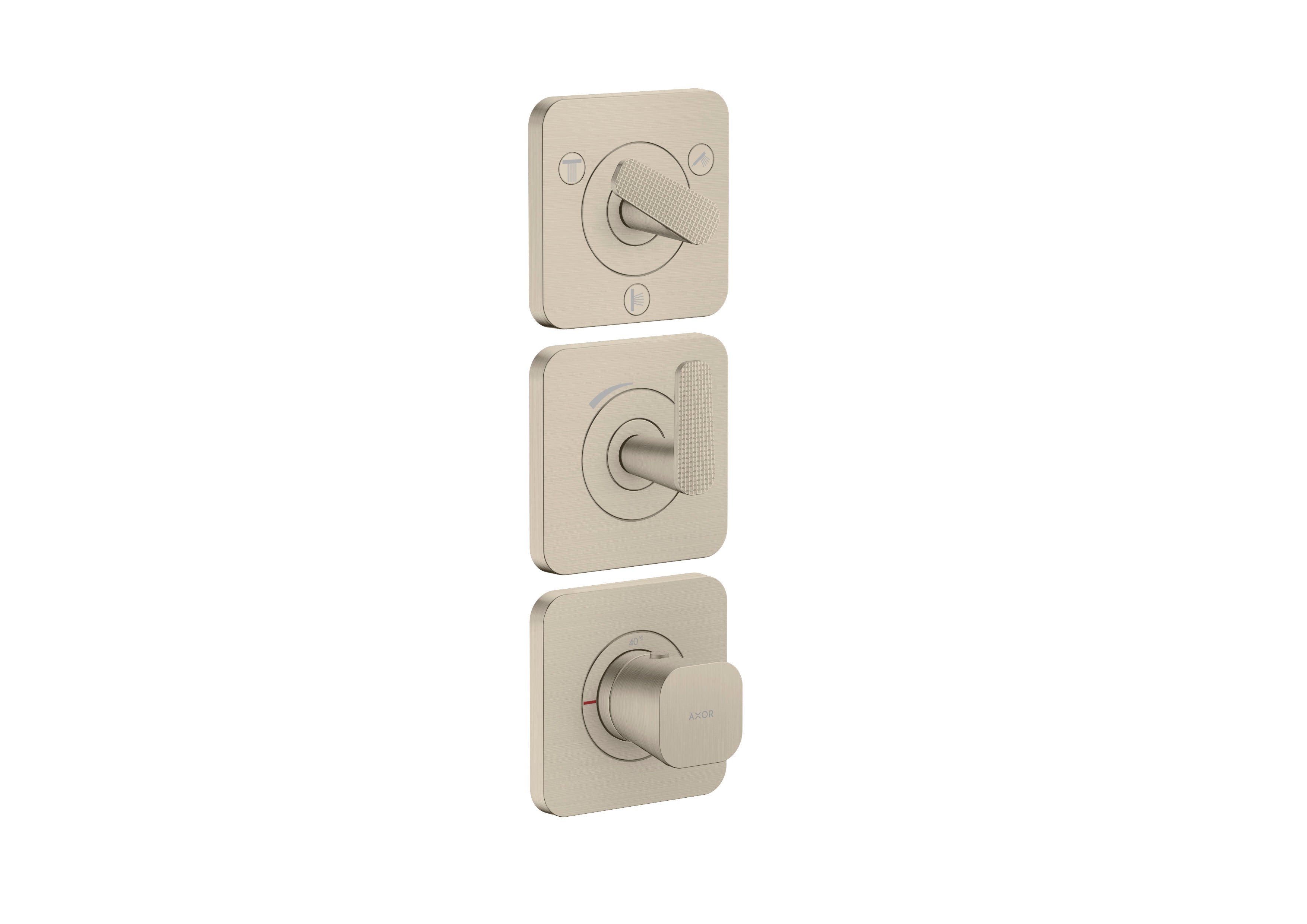 AXOR Citterio C Thermostatic module 380/120 for concealed installation with escutcheons for 3 functions - cubic cut