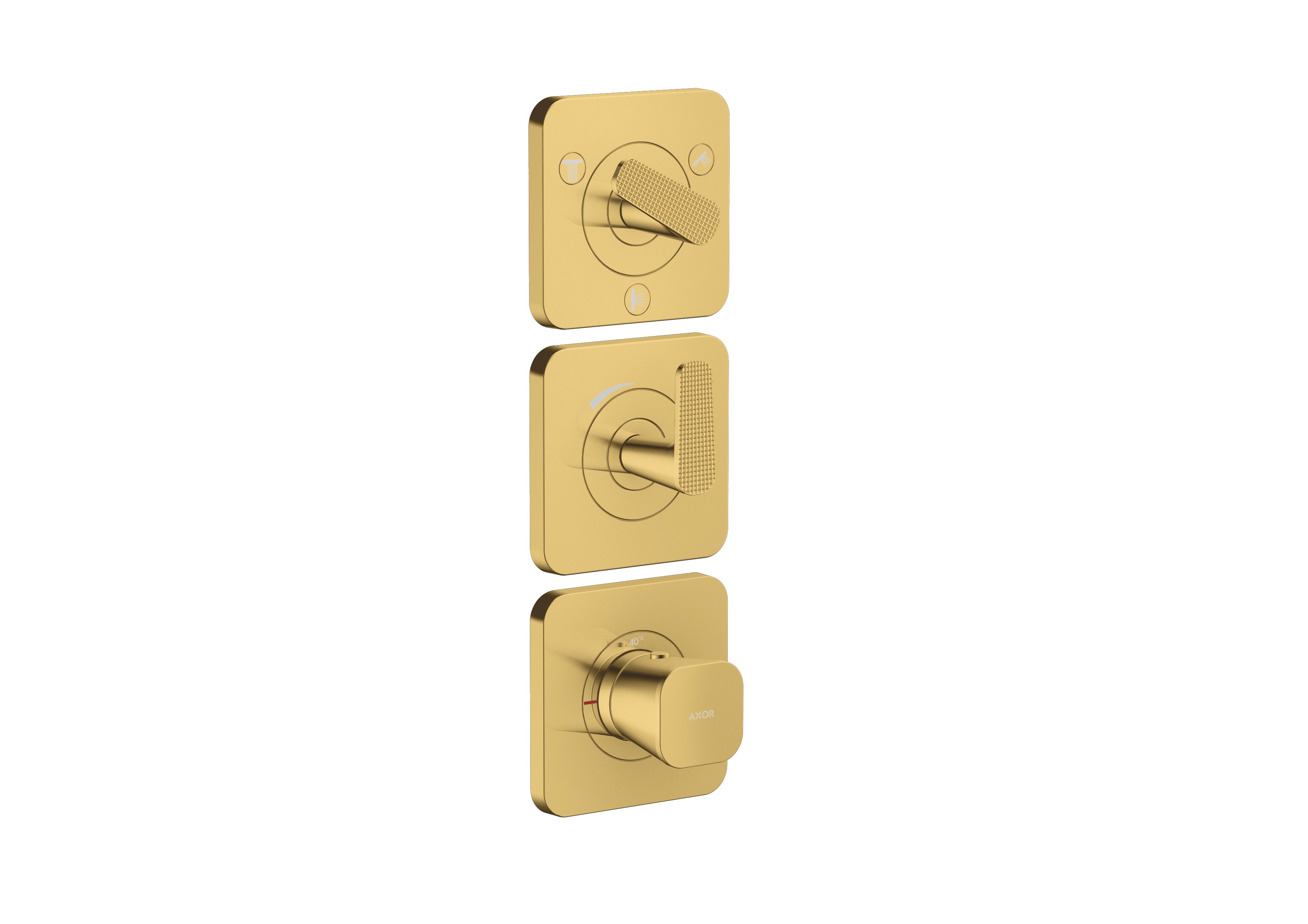 AXOR Citterio C Thermostatic module 380/120 for concealed installation with escutcheons for 3 functions - cubic cut