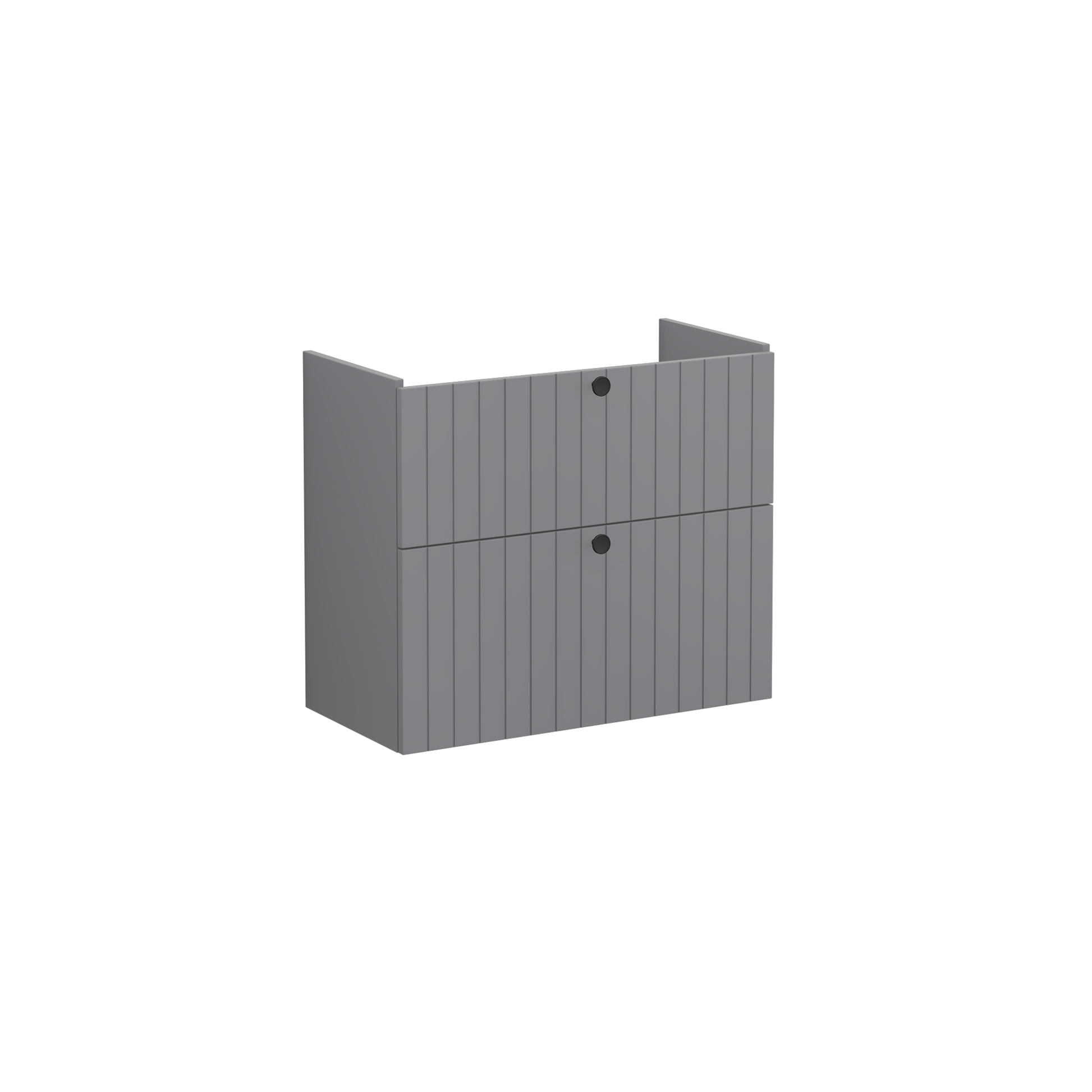 Root Groove Washbasin Unit, with two drawers, compact, Matt Grey, without washbasin