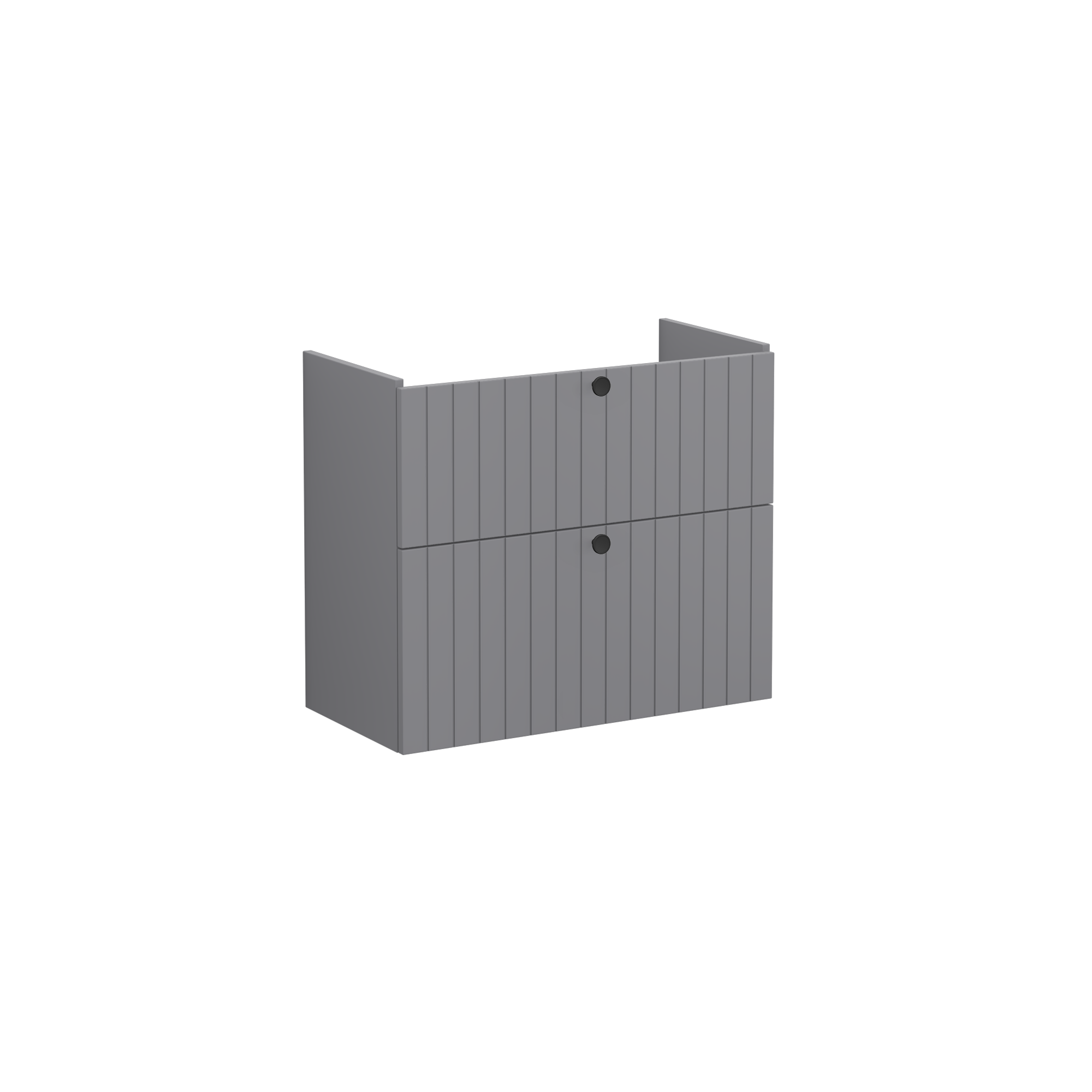 Root Groove Washbasin Unit, with two drawers, compact, Matt Grey, without washbasin